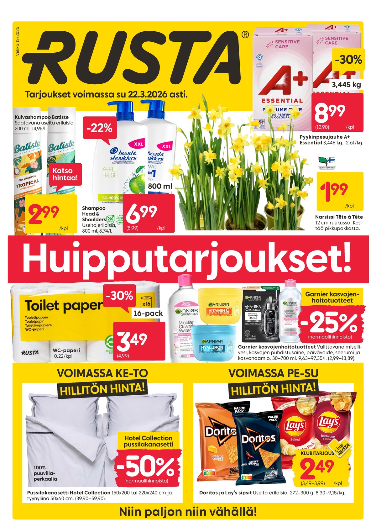 Katso ketjun Rusta tarjouslehti viikolta 12 sivustolla Viikkotarjoukset.fi. Löydät monia hyviä tarjouksia erilaisista tuotteista. Lue tarjouslehti täältä! Sivu 1