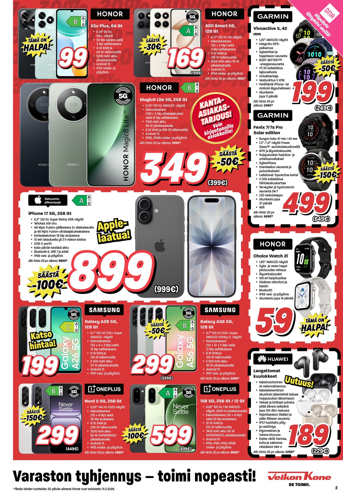Katso ketjun Veikon Kone tarjouslehti viikolta 12 sivustolla Viikkotarjoukset.fi. Löydät monia hyviä tarjouksia erilaisista tuotteista. Lue tarjouslehti täältä! Sivu 5