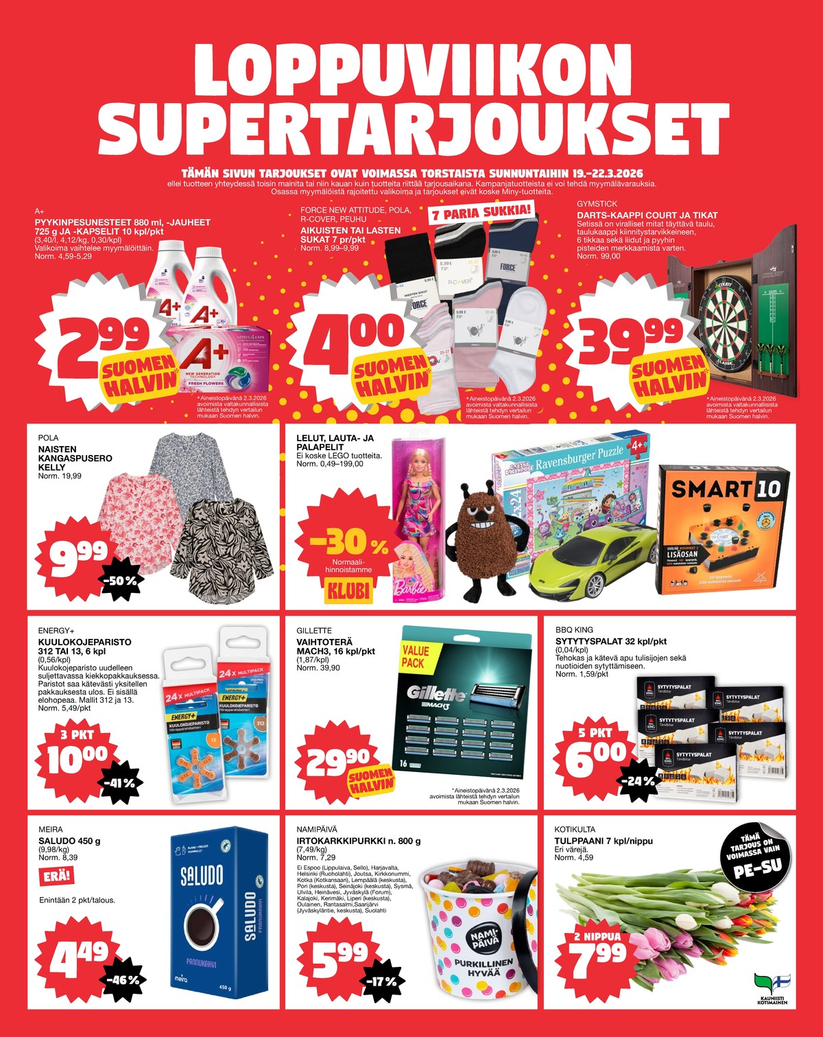 Katso ketjun Tokmanni tarjouslehti viikolta 12 sivustolla Viikkotarjoukset.fi. Löydät monia hyviä tarjouksia erilaisista tuotteista. Lue tarjouslehti täältä! Sivu 24