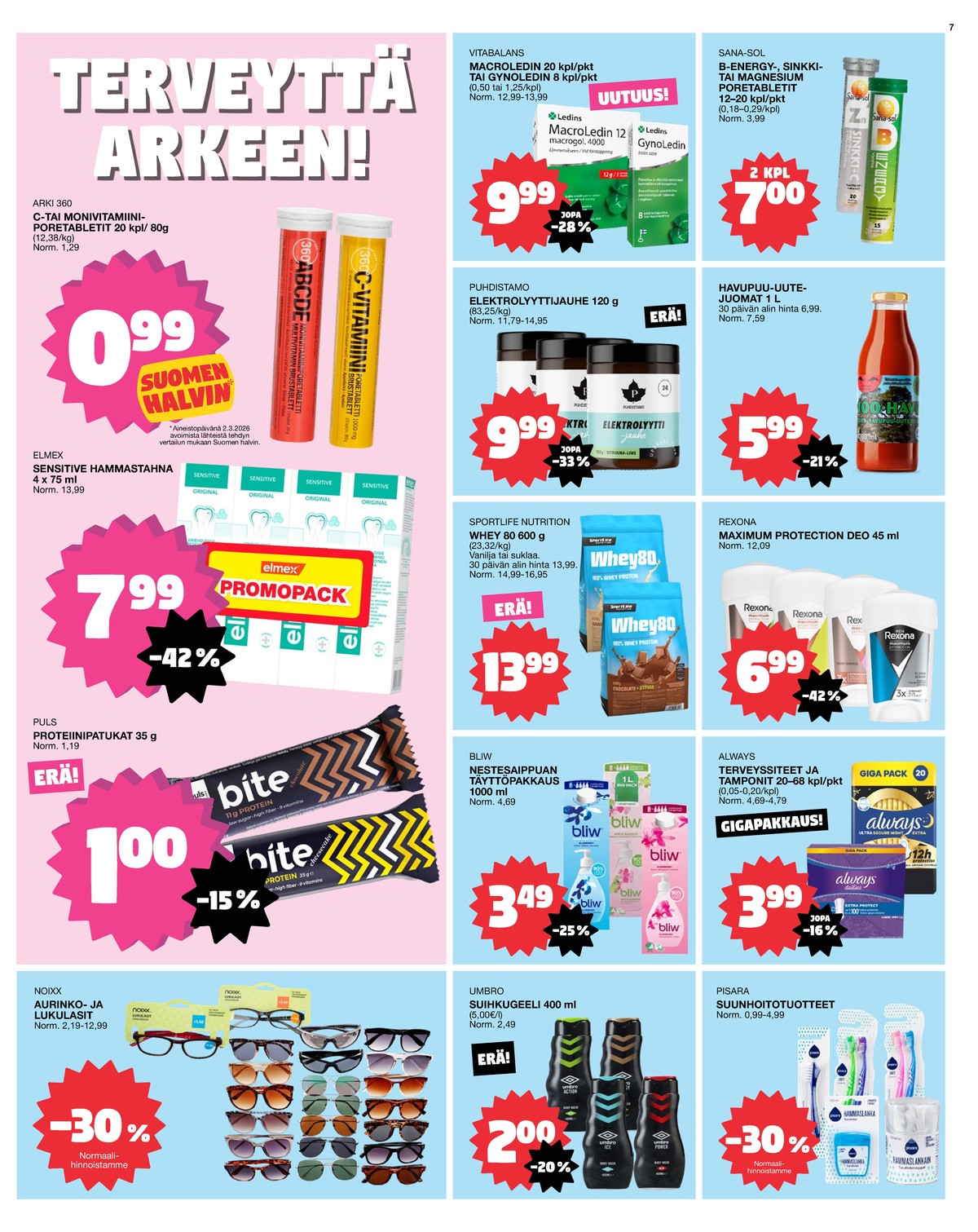 Katso ketjun Tokmanni tarjouslehti viikolta 12 sivustolla Viikkotarjoukset.fi. Löydät monia hyviä tarjouksia erilaisista tuotteista. Lue tarjouslehti täältä! Sivu 7