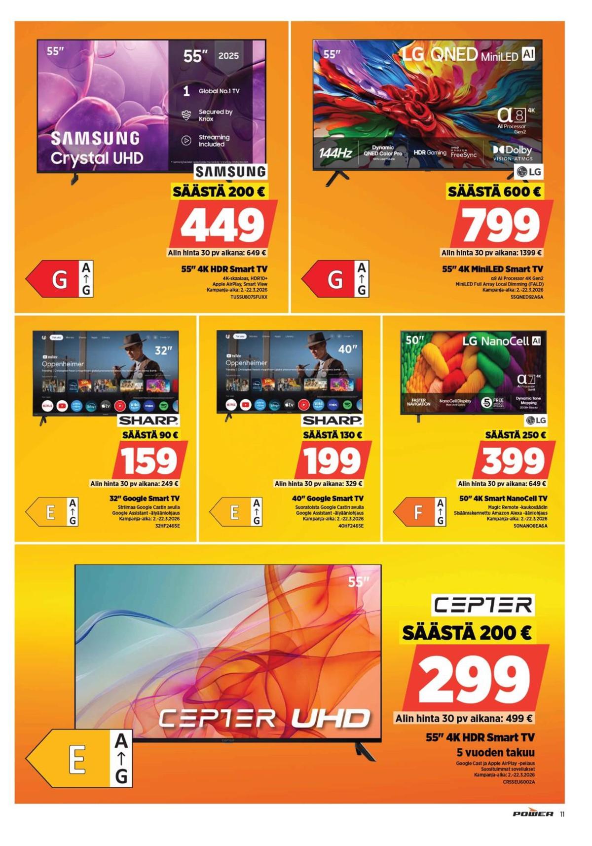 Katso ketjun Power tarjouslehti viikolta 12 sivustolla Viikkotarjoukset.fi. Löydät monia hyviä tarjouksia erilaisista tuotteista. Lue tarjouslehti täältä! Sivu 11