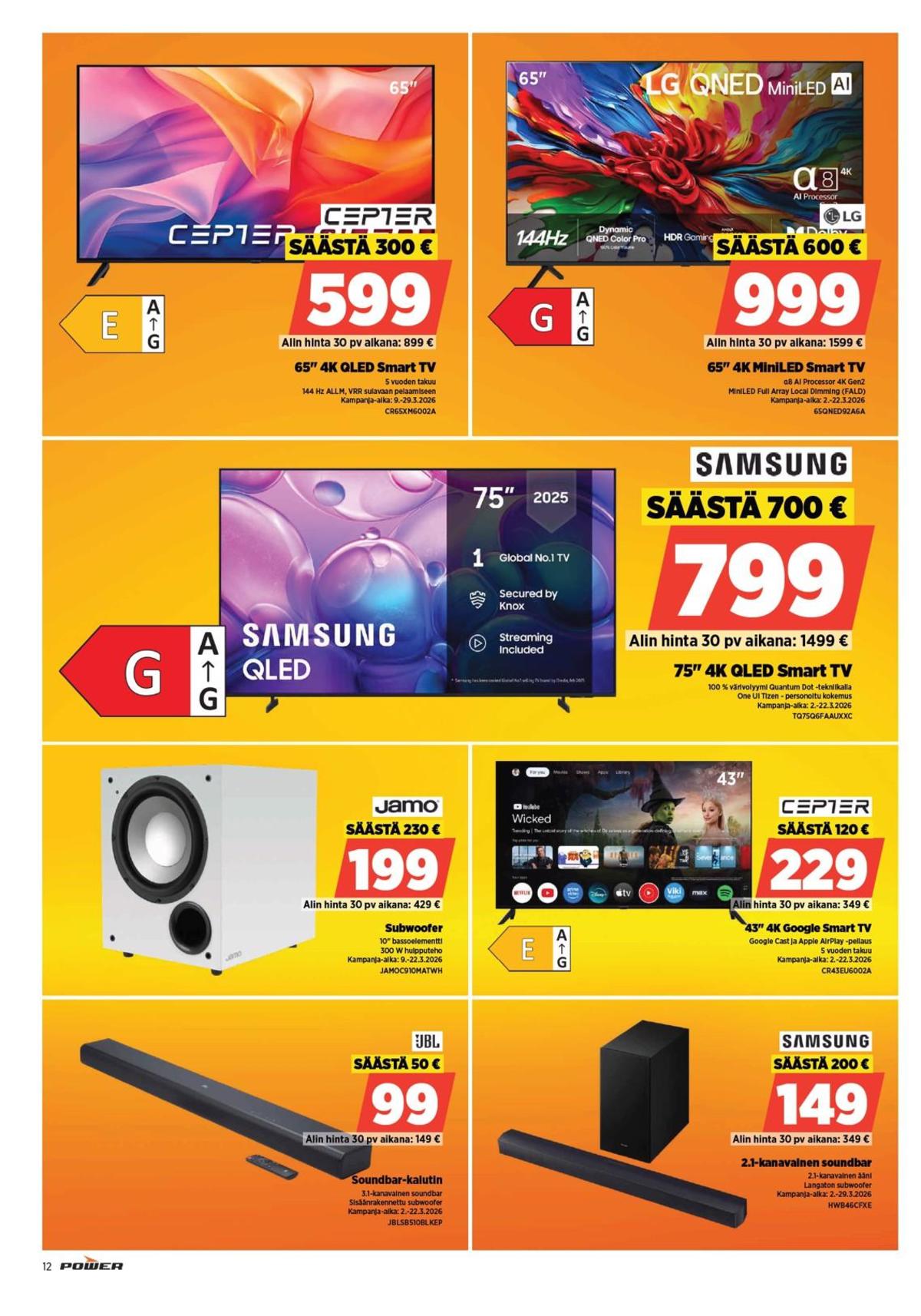 Katso ketjun Power tarjouslehti viikolta 12 sivustolla Viikkotarjoukset.fi. Löydät monia hyviä tarjouksia erilaisista tuotteista. Lue tarjouslehti täältä! Sivu 12