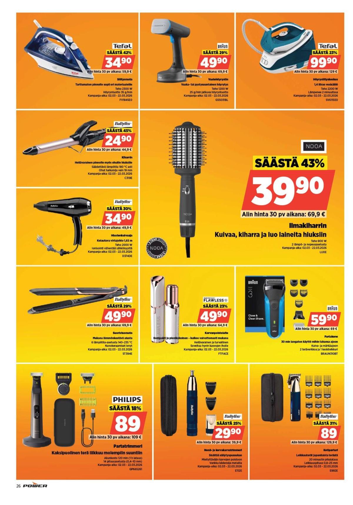 Katso ketjun Power tarjouslehti viikolta 12 sivustolla Viikkotarjoukset.fi. Löydät monia hyviä tarjouksia erilaisista tuotteista. Lue tarjouslehti täältä! Sivu 27