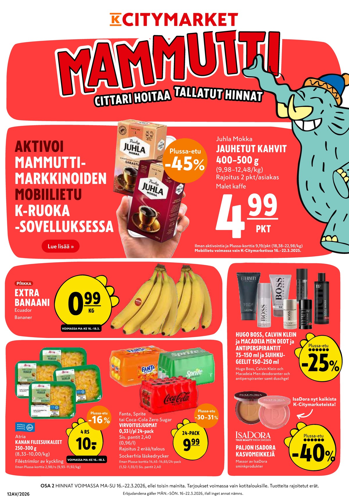 Katso ketjun K-Citymarket tarjouslehti viikolta 12 sivustolla Viikkotarjoukset.fi. Löydät monia hyviä tarjouksia erilaisista tuotteista. Lue tarjouslehti täältä! Sivu 1