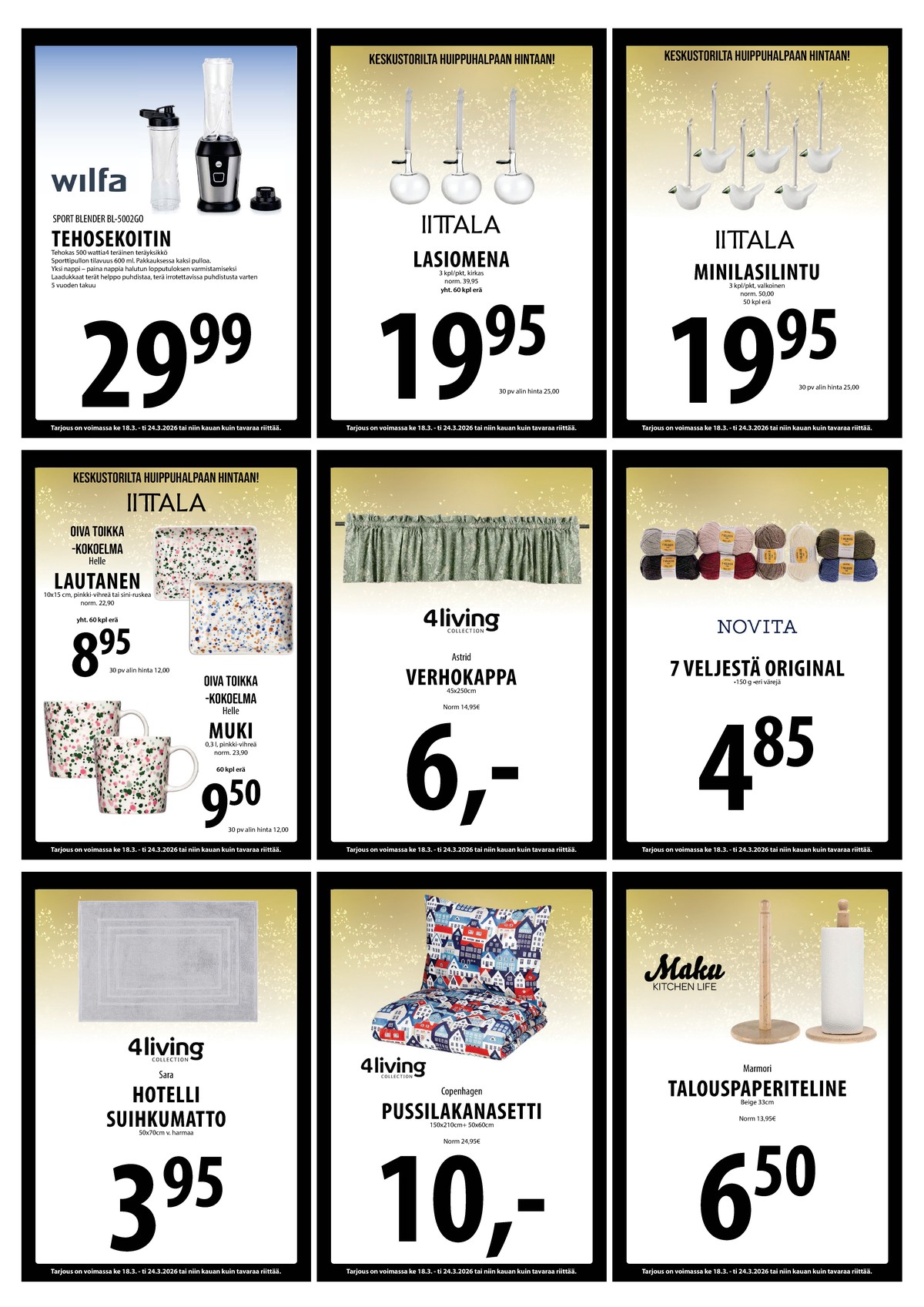 Katso ketjun Keskinen tarjouslehti viikolta 12 sivustolla Viikkotarjoukset.fi. Löydät monia hyviä tarjouksia erilaisista tuotteista. Lue tarjouslehti täältä! Sivu 12