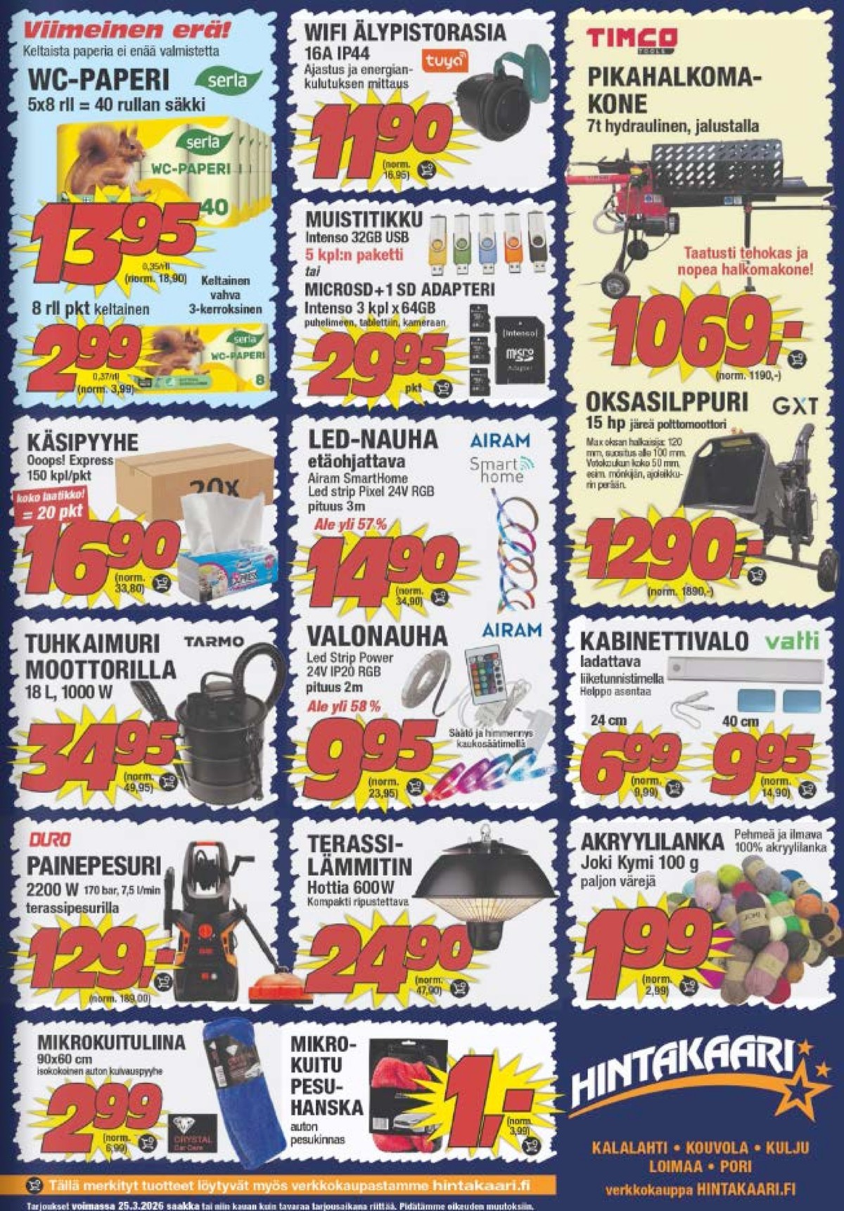 Katso ketjun Hintakaari tarjouslehti viikolta 12 sivustolla Viikkotarjoukset.fi. Löydät monia hyviä tarjouksia erilaisista tuotteista, esimerkiksi wc-paperit serla tai wc-paperit serla. Lue tarjouslehti täältä! Sivu 9