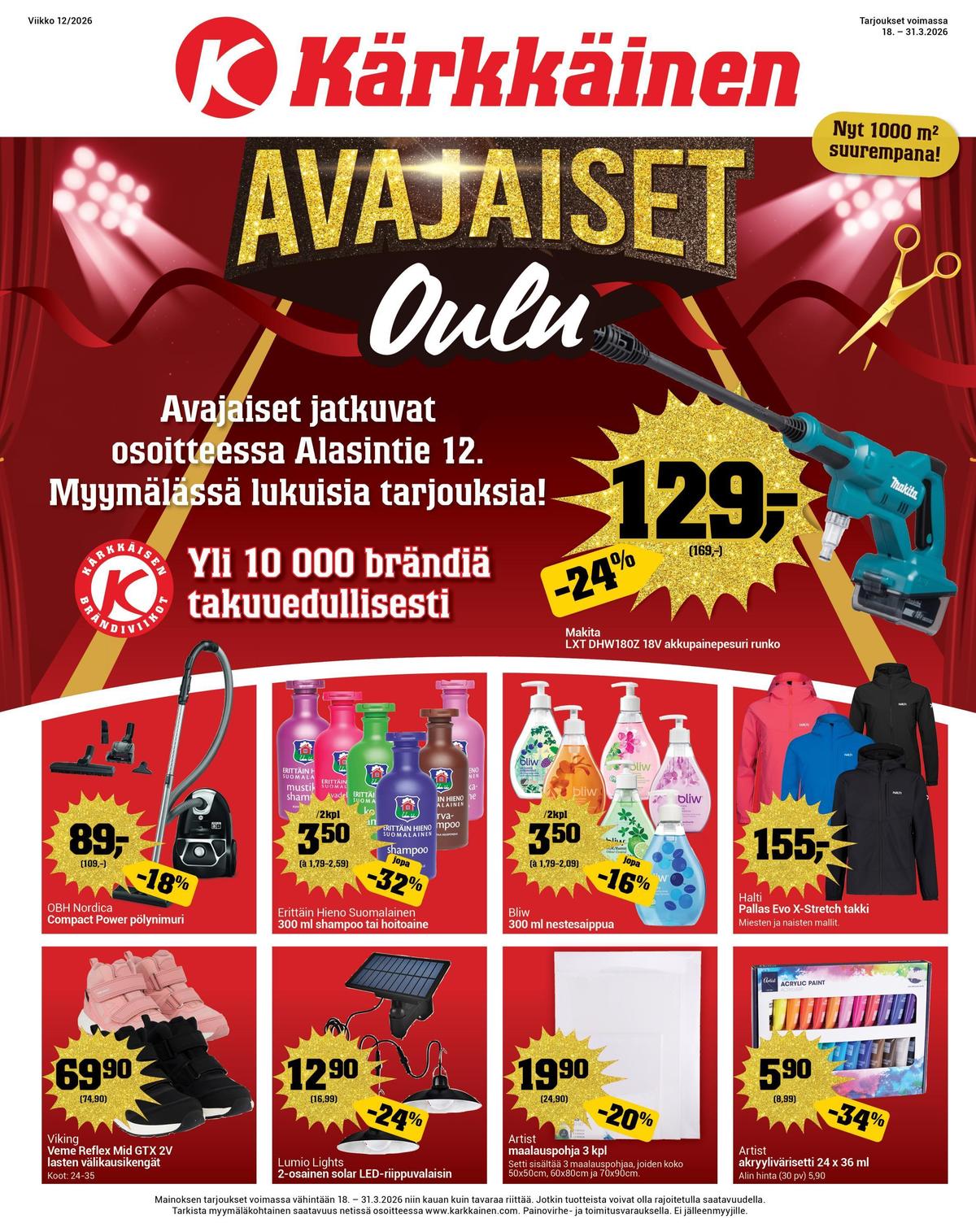 Katso ketjun Kärkkäinen tarjouslehti viikolta 13 sivustolla Viikkotarjoukset.fi. Löydät monia hyviä tarjouksia erilaisista tuotteista, esimerkiksi pölynimurit obh nordica tai shampoot erittäin hieno suomalainen. Lue tarjouslehti täältä! Sivu 1