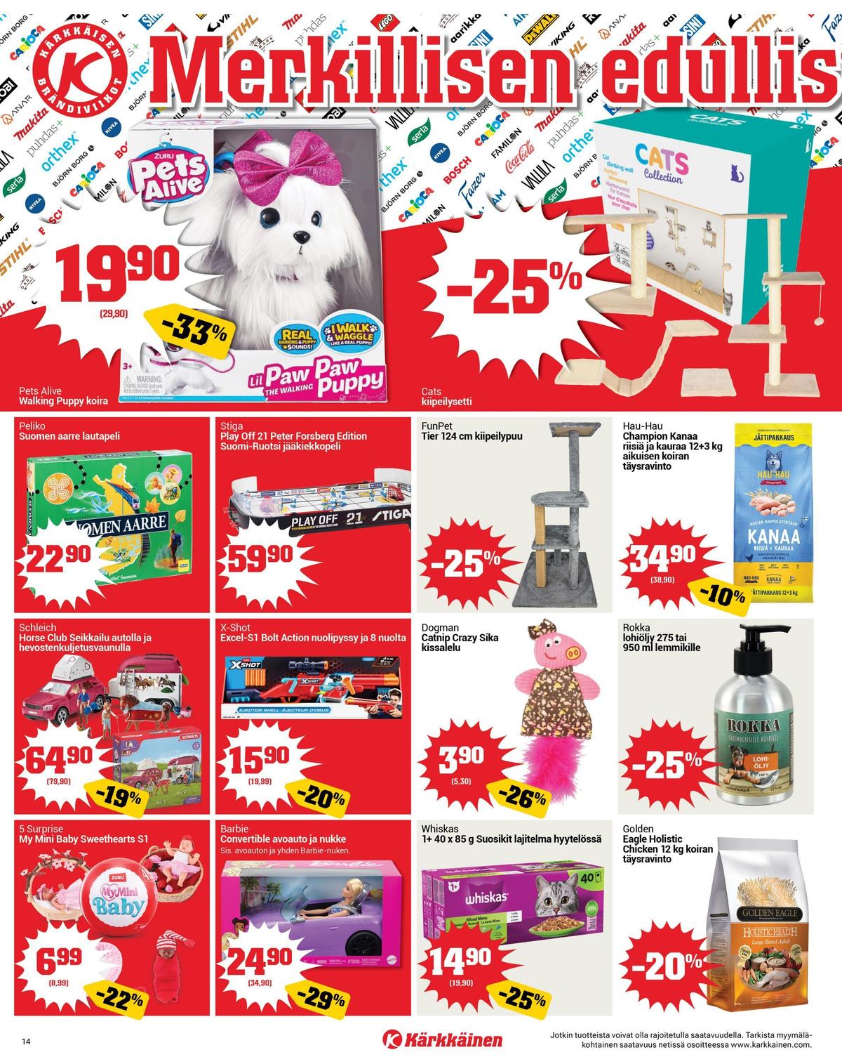 Katso ketjun Kärkkäinen tarjouslehti viikolta 13 sivustolla Viikkotarjoukset.fi. Löydät monia hyviä tarjouksia erilaisista tuotteista. Lue tarjouslehti täältä! Sivu 14