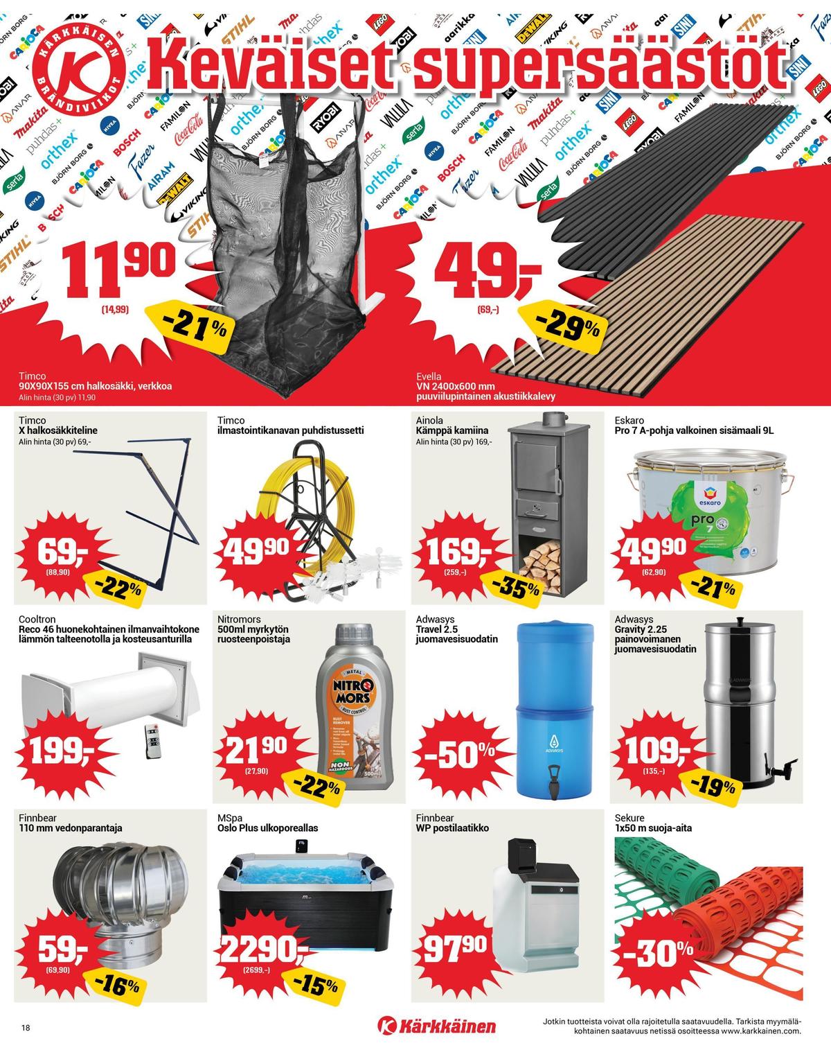 Katso ketjun Kärkkäinen tarjouslehti viikolta 13 sivustolla Viikkotarjoukset.fi. Löydät monia hyviä tarjouksia erilaisista tuotteista. Lue tarjouslehti täältä! Sivu 18