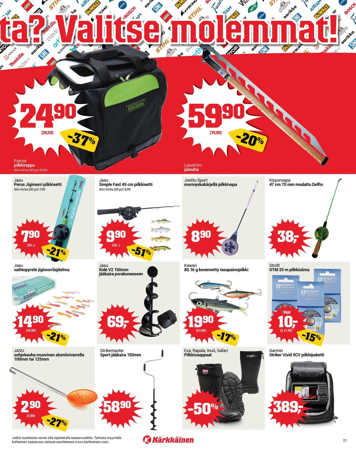 Katso ketjun Kärkkäinen tarjouslehti viikolta 13 sivustolla Viikkotarjoukset.fi. Löydät monia hyviä tarjouksia erilaisista tuotteista. Lue tarjouslehti täältä! Sivu 21