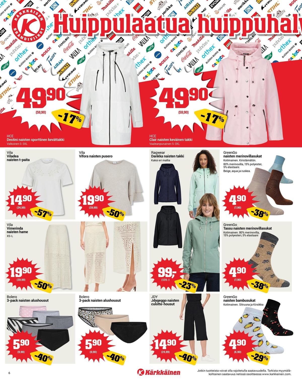 Katso ketjun Kärkkäinen tarjouslehti viikolta 13 sivustolla Viikkotarjoukset.fi. Löydät monia hyviä tarjouksia erilaisista tuotteista. Lue tarjouslehti täältä! Sivu 6