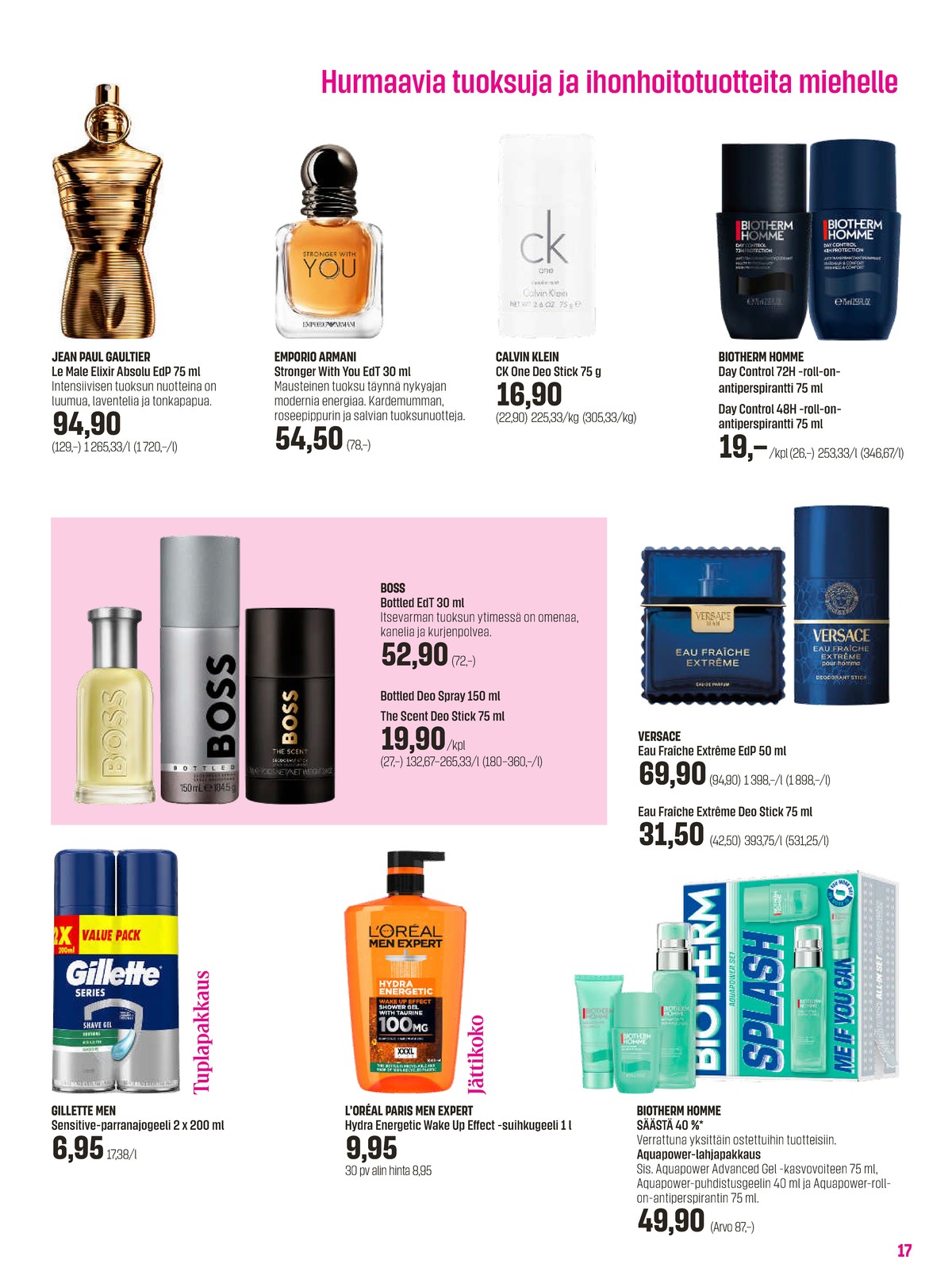 Katso ketjun Sokos tarjouslehti viikolta 13 sivustolla Viikkotarjoukset.fi. Löydät monia hyviä tarjouksia erilaisista tuotteista, esimerkiksi parfyymit le male elixir tai eau de toilette stronger with you. Lue tarjouslehti täältä! Sivu 17