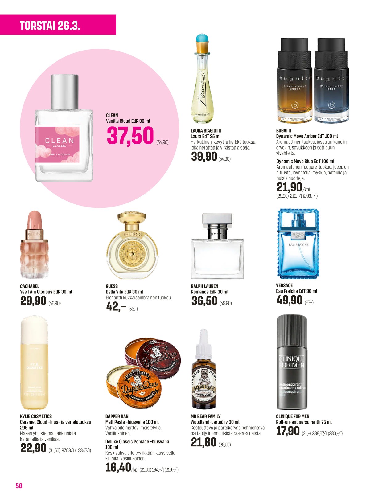 Katso ketjun Sokos tarjouslehti viikolta 13 sivustolla Viikkotarjoukset.fi. Löydät monia hyviä tarjouksia erilaisista tuotteista, esimerkiksi parfyymit vanilla cloud tai eau de toilette laura. Lue tarjouslehti täältä! Sivu 58