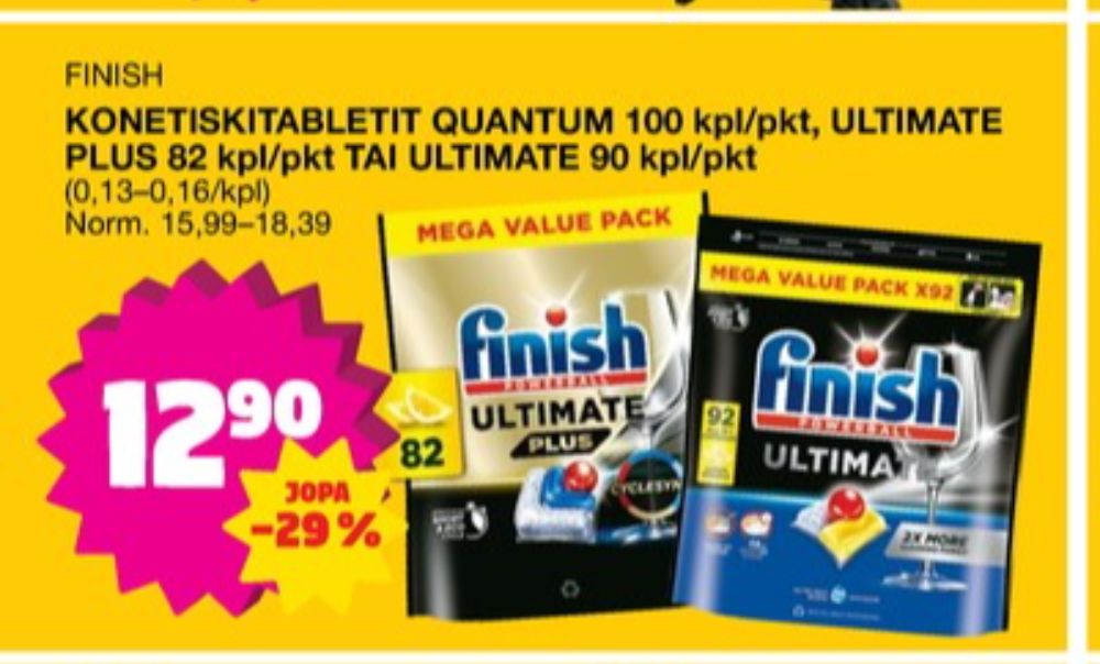 Tarjoukset ja hintavertailu haulla Finish, , Astianpesutabletit 82.000 kpl 1 paketti(a) €12.90