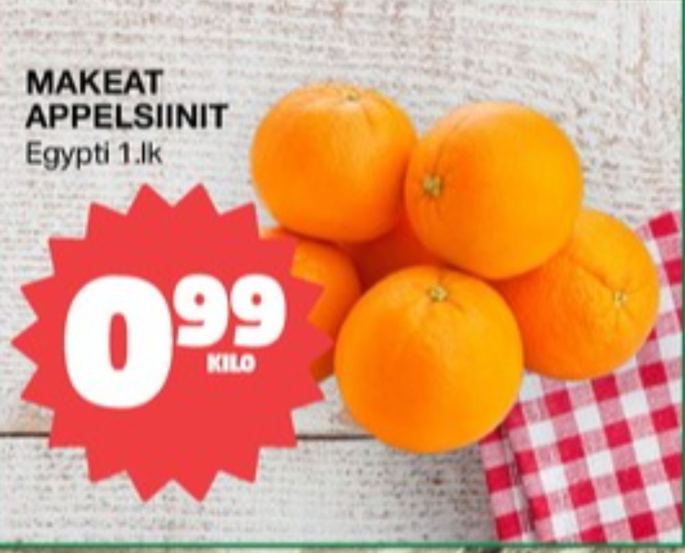 Tarjoukset ja hintavertailu haulla ei määritelty, , Appelsiinit 1.000 kg 1 paketti(a) €0.99