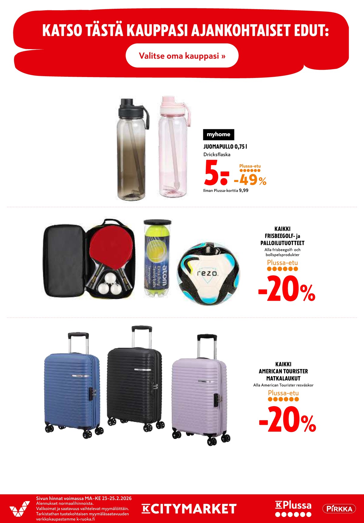 Katso ketjun K-Citymarket tarjouslehti viikolta 13 sivustolla Viikkotarjoukset.fi. Löydät monia hyviä tarjouksia erilaisista tuotteista. Lue tarjouslehti täältä! Sivu 20