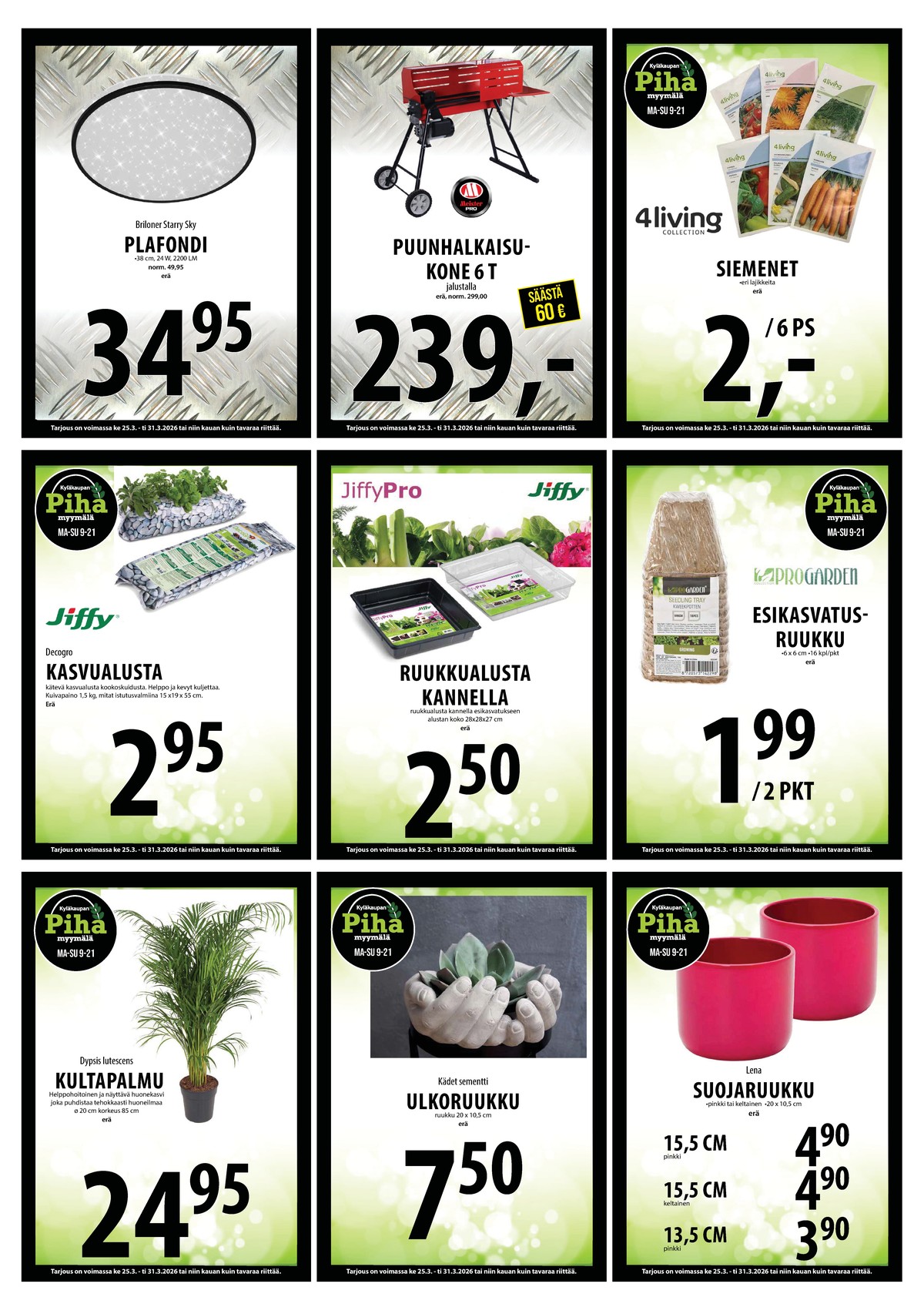 Katso ketjun Keskinen tarjouslehti viikolta 13 sivustolla Viikkotarjoukset.fi. Löydät monia hyviä tarjouksia erilaisista tuotteista. Lue tarjouslehti täältä! Sivu 21