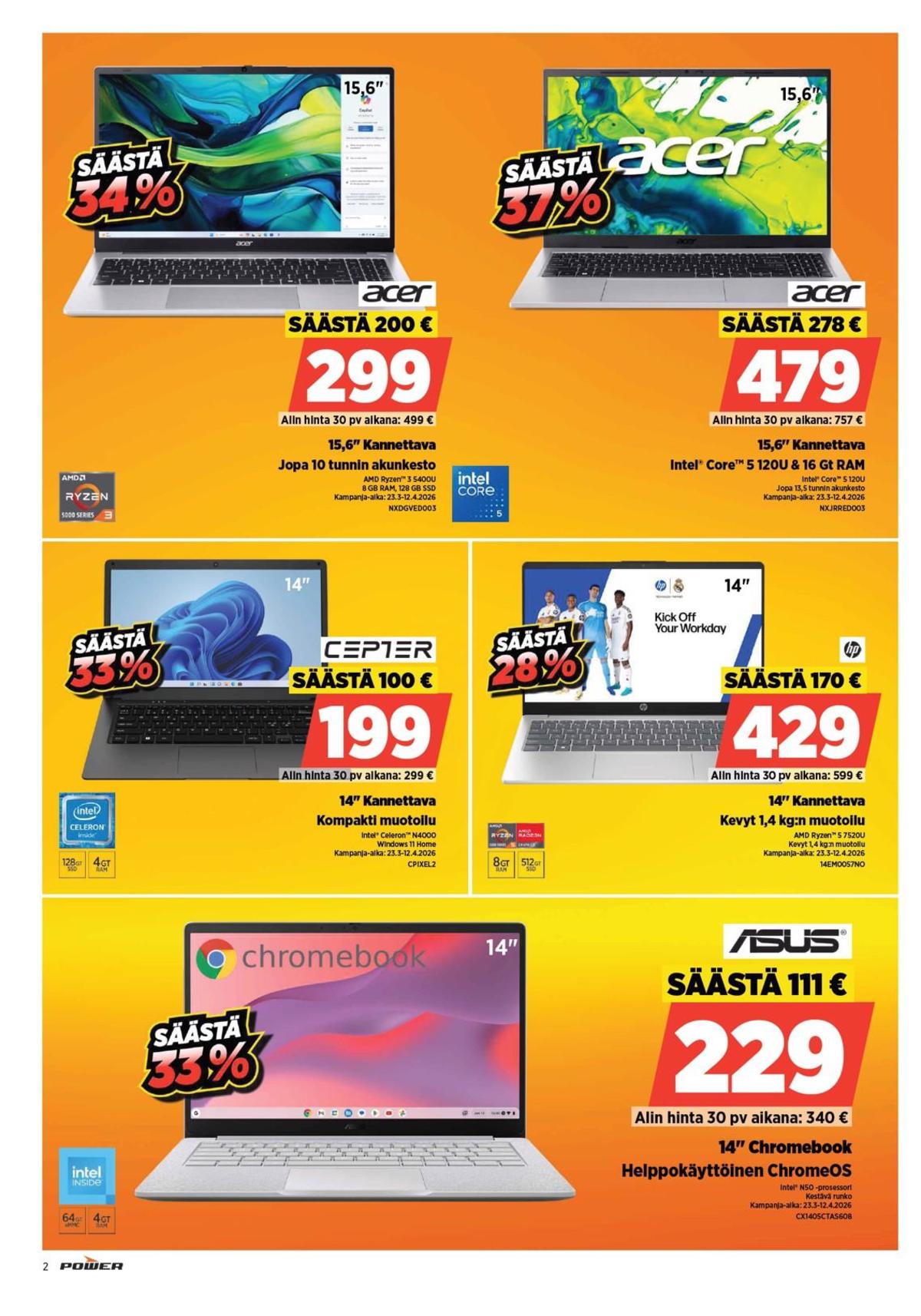 Katso ketjun Power tarjouslehti viikolta 14 sivustolla Viikkotarjoukset.fi. Löydät monia hyviä tarjouksia erilaisista tuotteista. Lue tarjouslehti täältä! Sivu 2