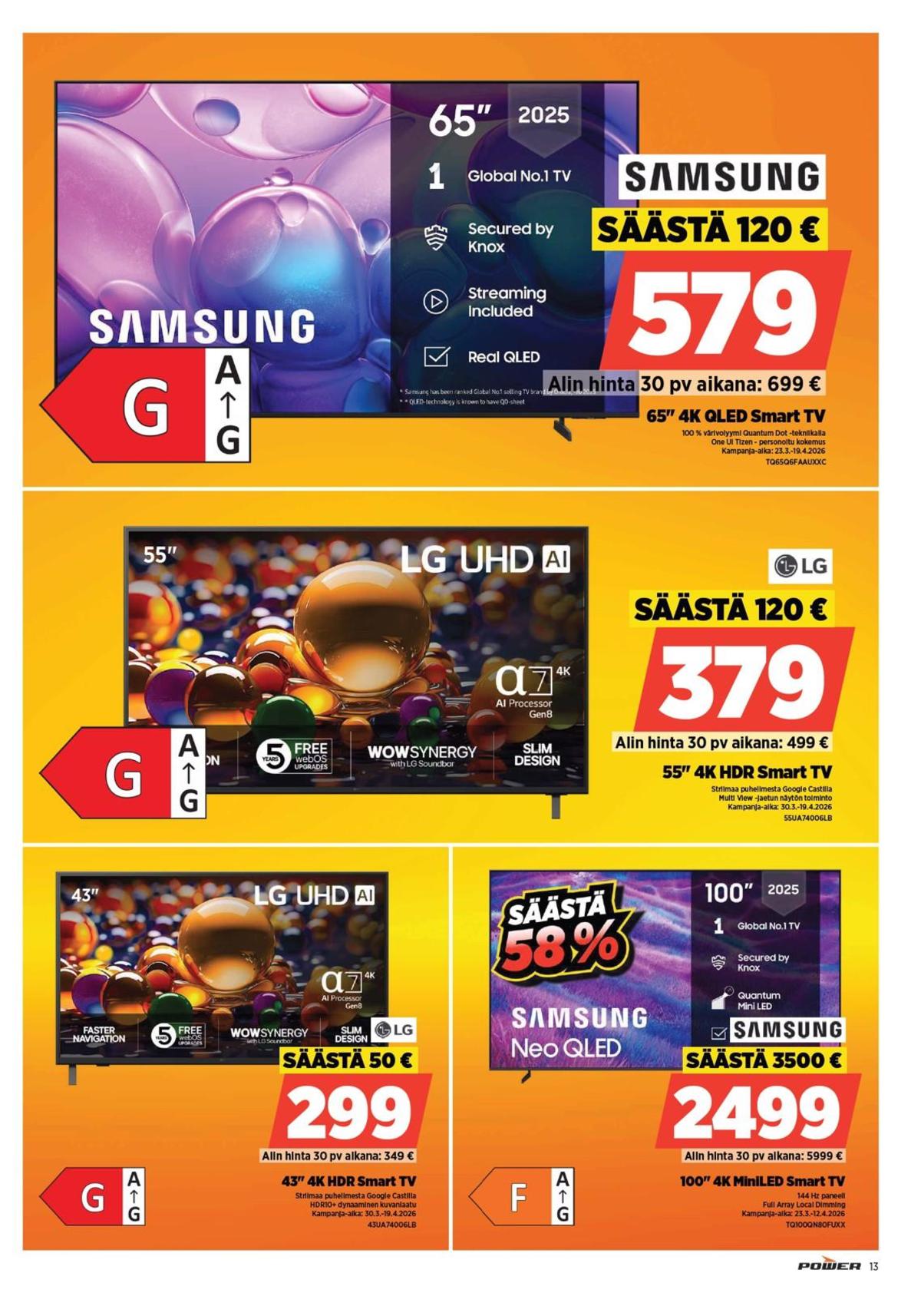 Katso ketjun Power tarjouslehti viikolta 14 sivustolla Viikkotarjoukset.fi. Löydät monia hyviä tarjouksia erilaisista tuotteista. Lue tarjouslehti täältä! Sivu 13