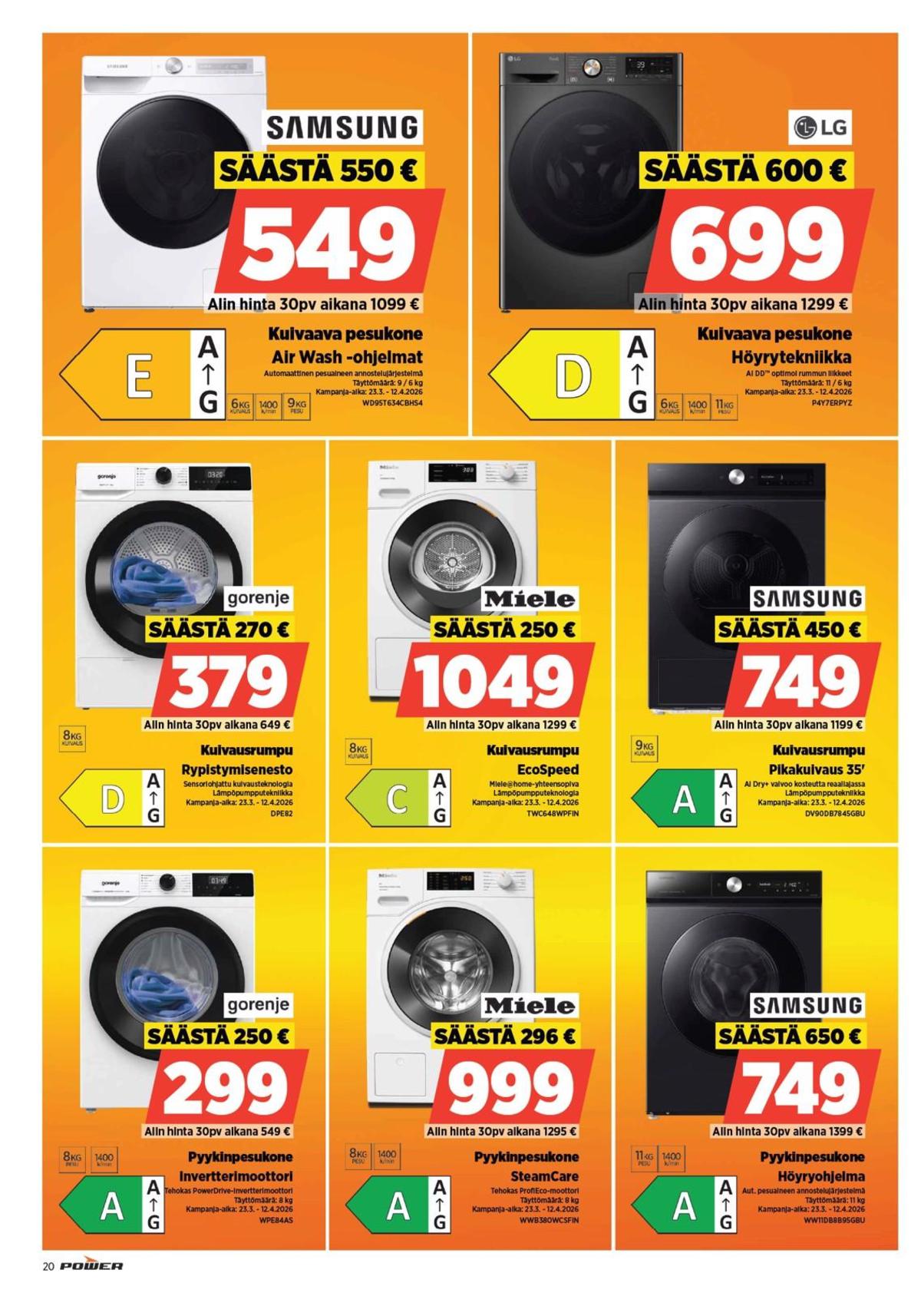 Katso ketjun Power tarjouslehti viikolta 14 sivustolla Viikkotarjoukset.fi. Löydät monia hyviä tarjouksia erilaisista tuotteista. Lue tarjouslehti täältä! Sivu 20