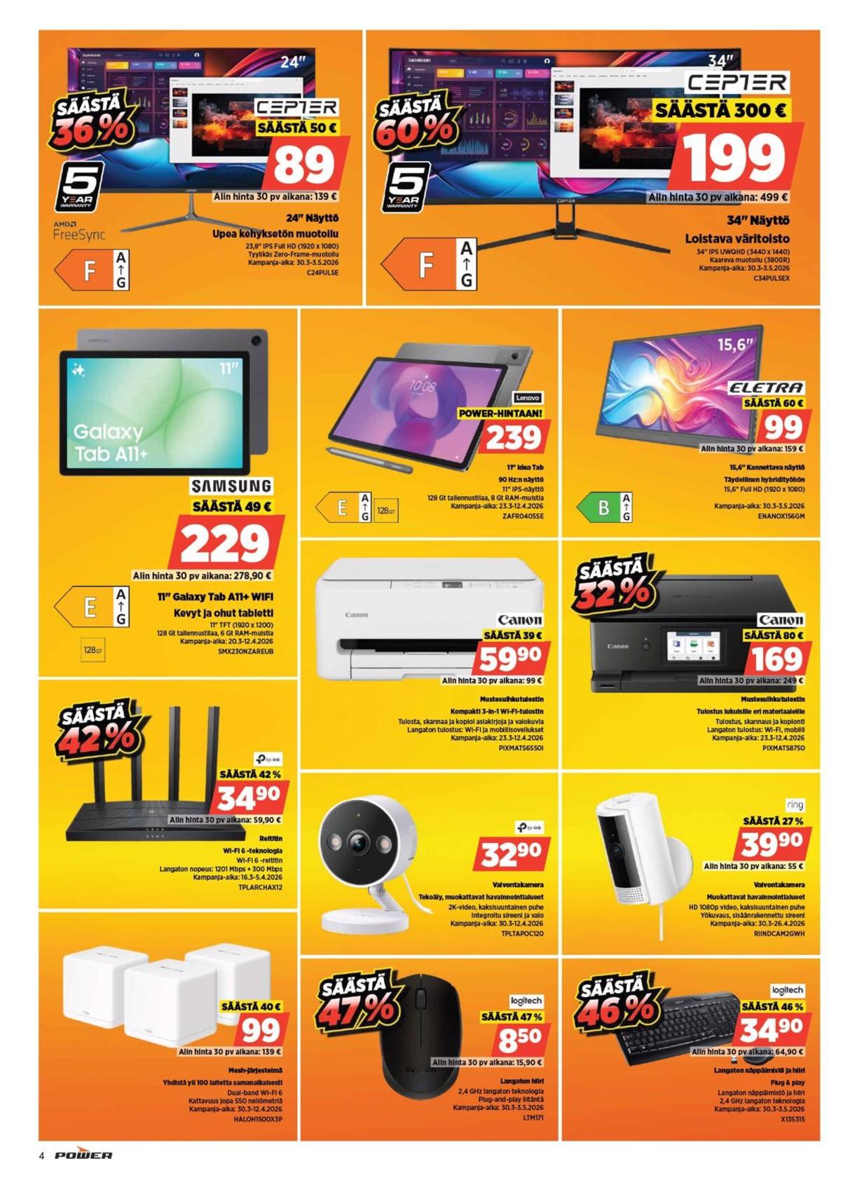 Katso ketjun Power tarjouslehti viikolta 14 sivustolla Viikkotarjoukset.fi. Löydät monia hyviä tarjouksia erilaisista tuotteista. Lue tarjouslehti täältä! Sivu 4