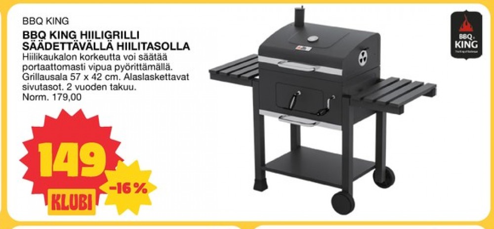 Tarjoukset ja hintavertailu haulla BBQ King, , Hiiligrillit 0.000 kpl 1 kappale €149.00