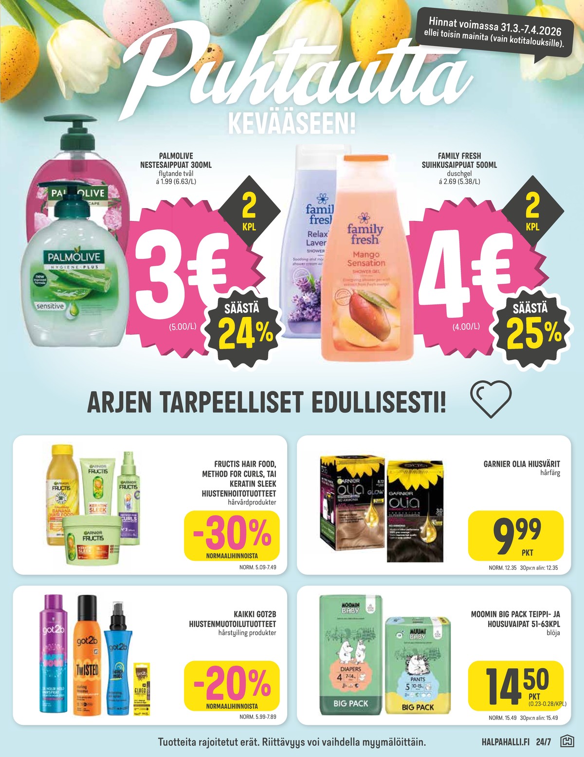 Katso ketjun Halpa Halli tarjouslehti viikolta 14 sivustolla Viikkotarjoukset.fi. Löydät monia hyviä tarjouksia erilaisista tuotteista. Lue tarjouslehti täältä! Sivu 7