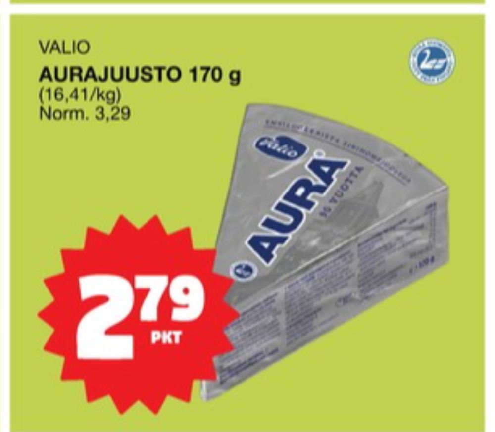 Tarjoukset ja hintavertailu haulla Aura, , Homejuustot 0.170 kg 1 paketti(a) €2.79