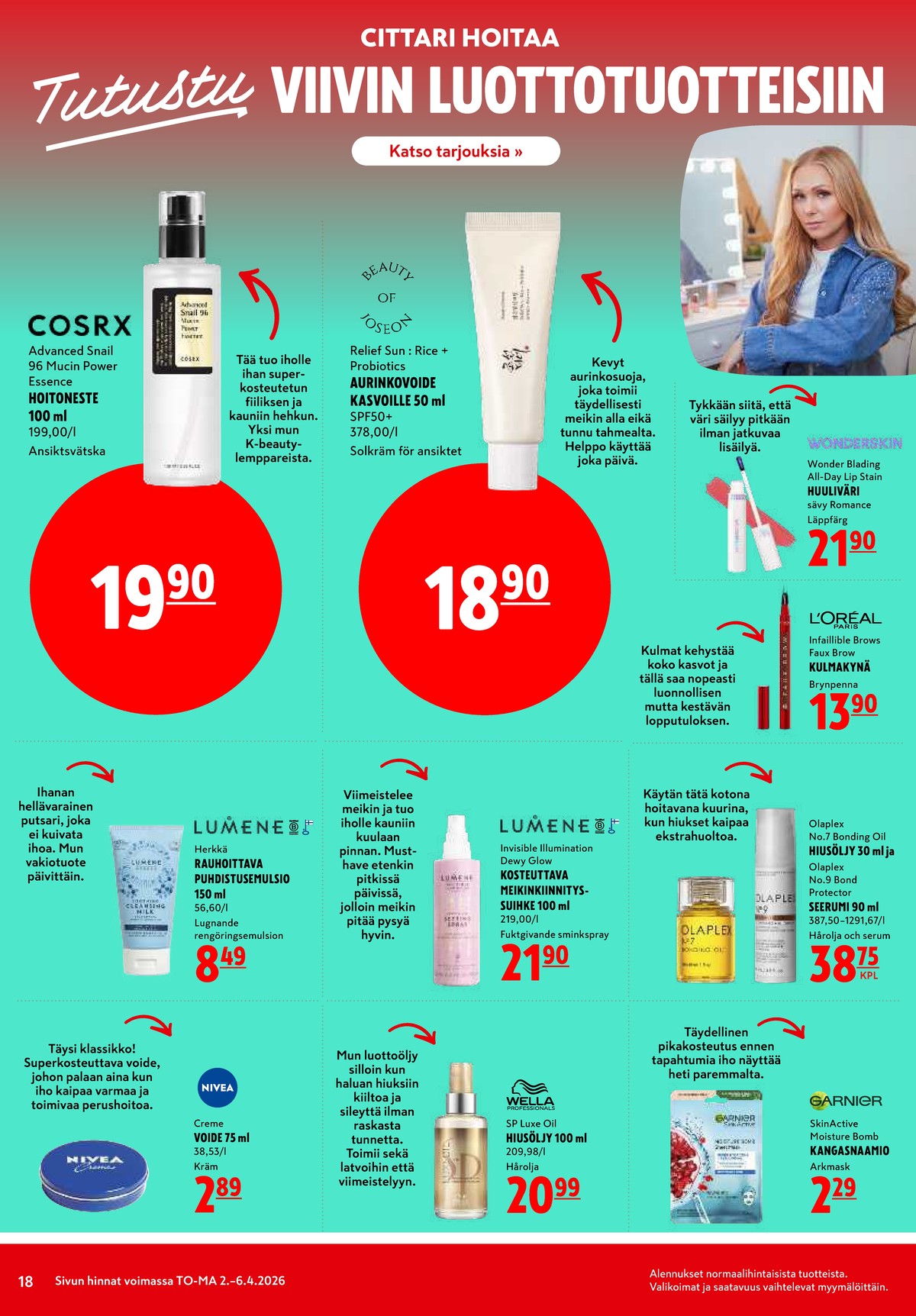 Katso ketjun K-Citymarket tarjouslehti viikolta 14 sivustolla Viikkotarjoukset.fi. Löydät monia hyviä tarjouksia erilaisista tuotteista. Lue tarjouslehti täältä! Sivu 18
