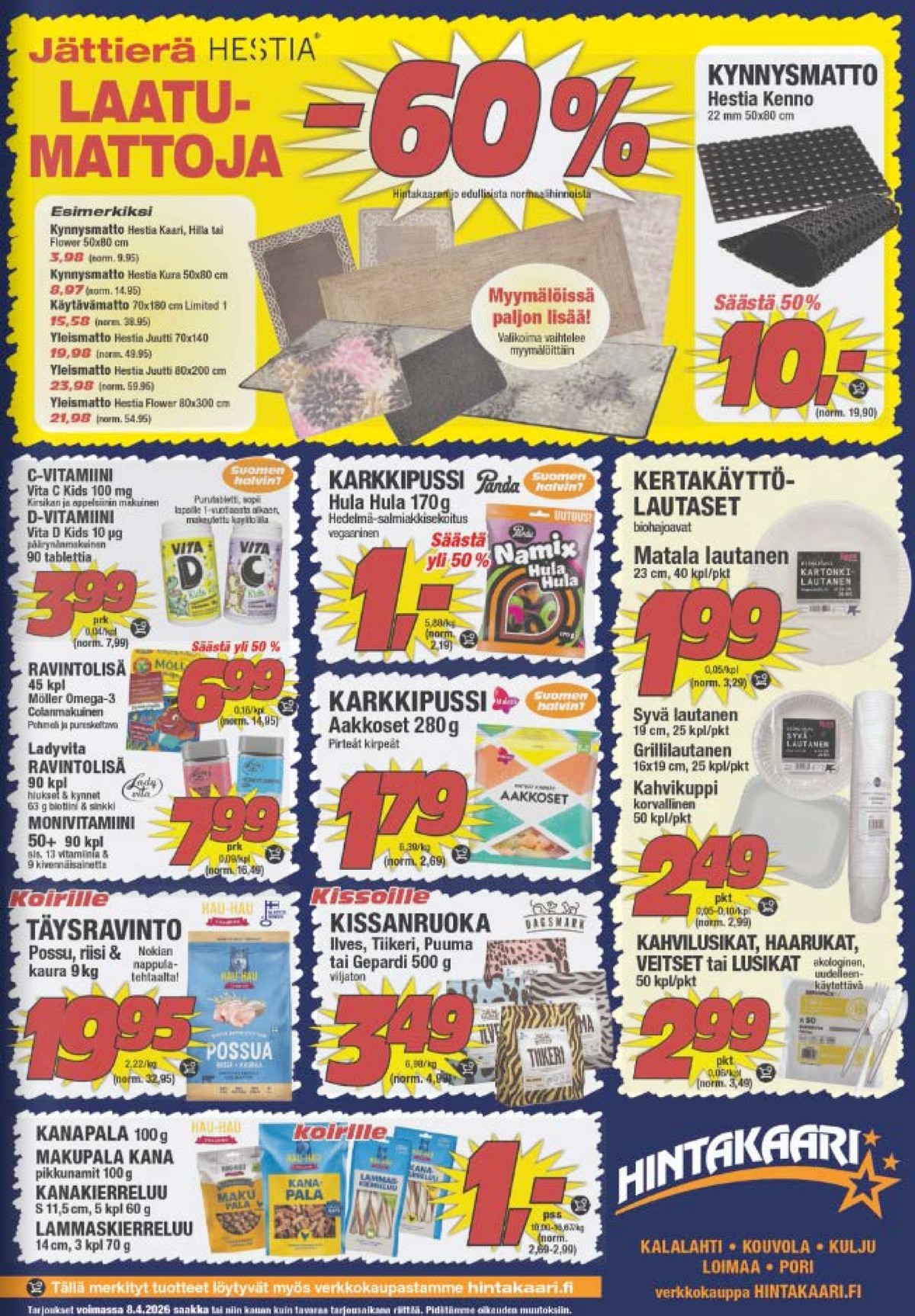 Katso ketjun Hintakaari tarjouslehti viikolta 14 sivustolla Viikkotarjoukset.fi. Löydät monia hyviä tarjouksia erilaisista tuotteista. Lue tarjouslehti täältä! Sivu 7