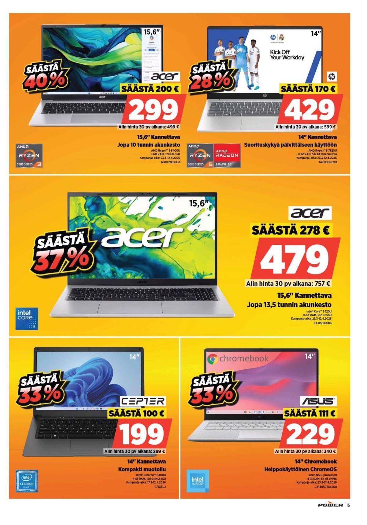 Katso ketjun Power tarjouslehti viikolta 15 sivustolla Viikkotarjoukset.fi. Löydät monia hyviä tarjouksia erilaisista tuotteista. Lue tarjouslehti täältä! Sivu 15