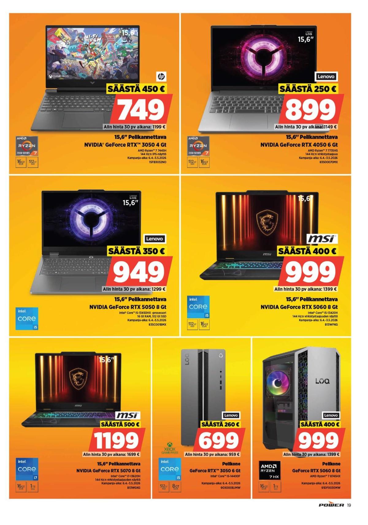 Katso ketjun Power tarjouslehti viikolta 15 sivustolla Viikkotarjoukset.fi. Löydät monia hyviä tarjouksia erilaisista tuotteista. Lue tarjouslehti täältä! Sivu 19