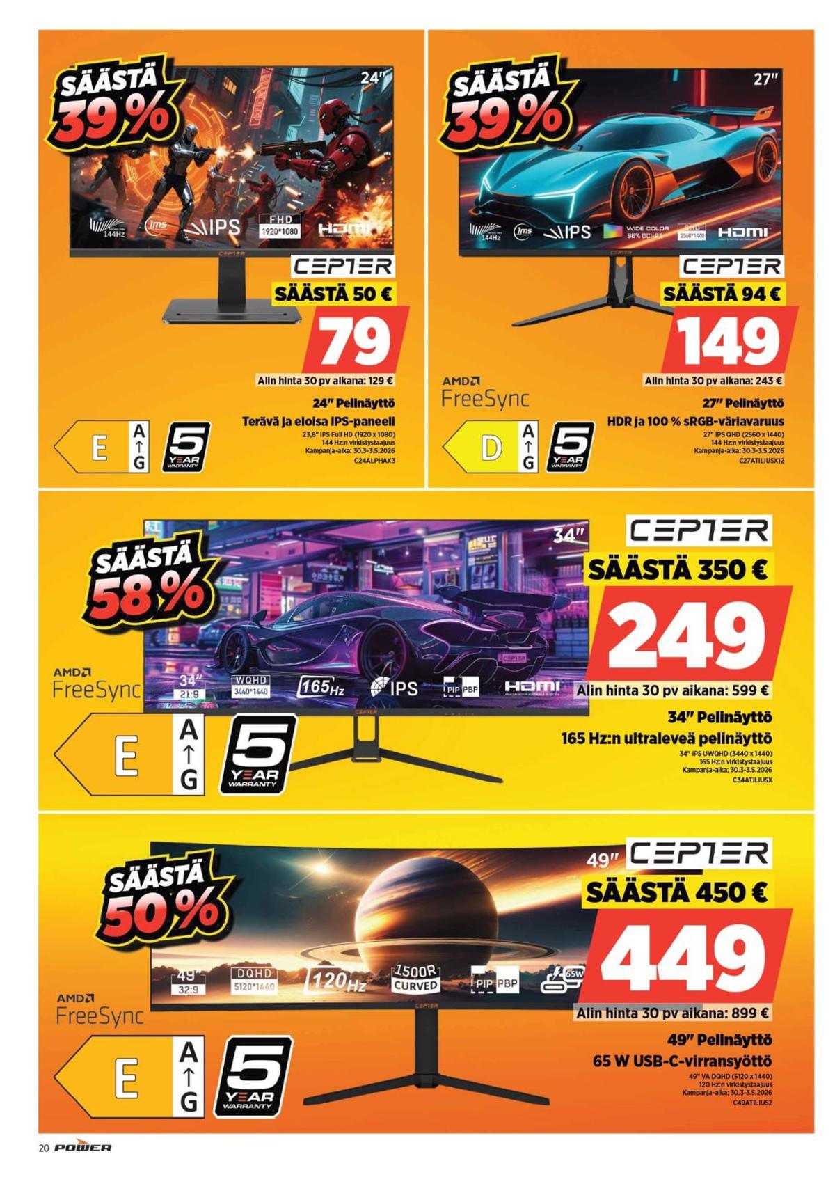 Katso ketjun Power tarjouslehti viikolta 15 sivustolla Viikkotarjoukset.fi. Löydät monia hyviä tarjouksia erilaisista tuotteista. Lue tarjouslehti täältä! Sivu 20