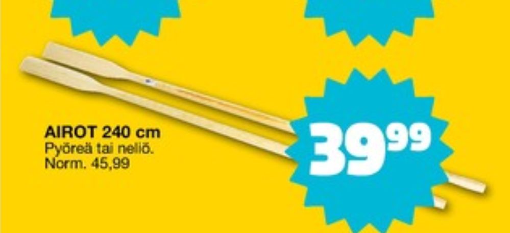 Tarjoukset ja hintavertailu haulla ei määritelty, , Airot 0.000 pr 1 pari €39.99