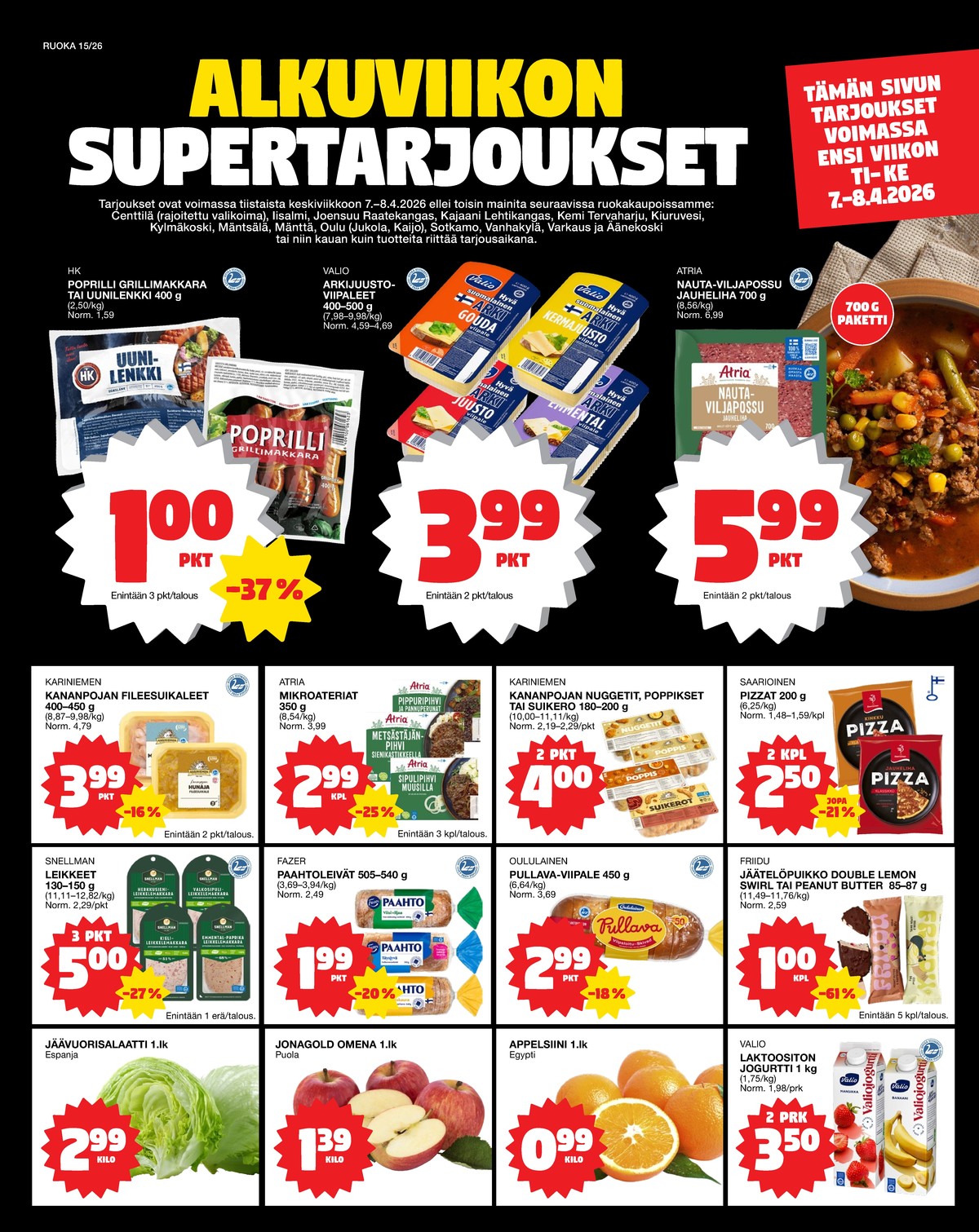 Katso ketjun Tokmanni tarjouslehti viikolta 15 sivustolla Viikkotarjoukset.fi. Löydät monia hyviä tarjouksia erilaisista tuotteista. Lue tarjouslehti täältä! Sivu 1