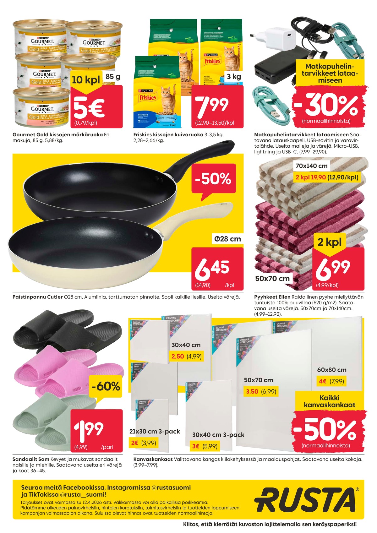 Katso ketjun Rusta tarjouslehti viikolta 15 sivustolla Viikkotarjoukset.fi. Löydät monia hyviä tarjouksia erilaisista tuotteista, esimerkiksi kissan ruoka purina gourmet tai kissan ruoka friskies. Lue tarjouslehti täältä! Sivu 24