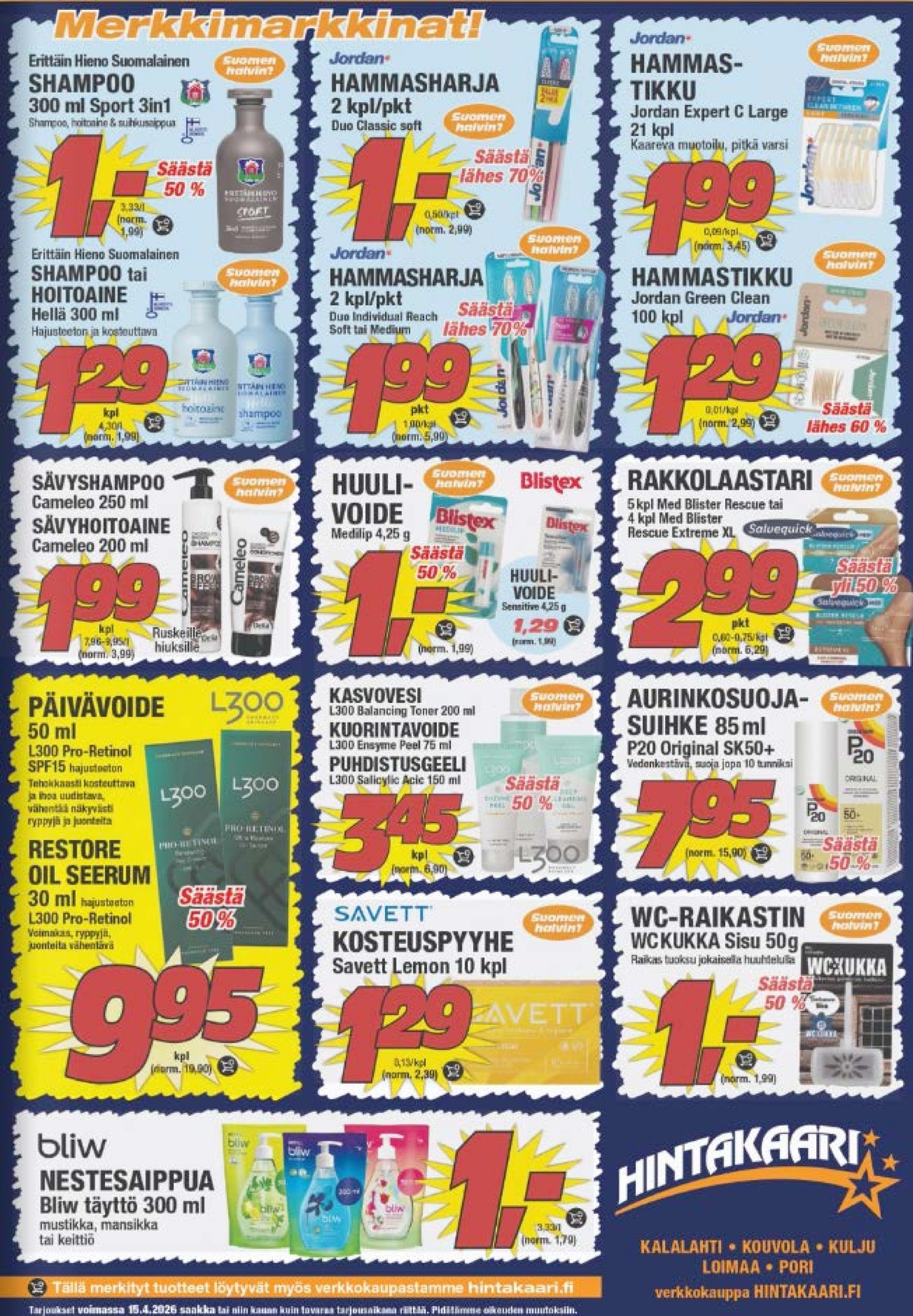 Katso ketjun Hintakaari tarjouslehti viikolta 15 sivustolla Viikkotarjoukset.fi. Löydät monia hyviä tarjouksia erilaisista tuotteista. Lue tarjouslehti täältä! Sivu 7
