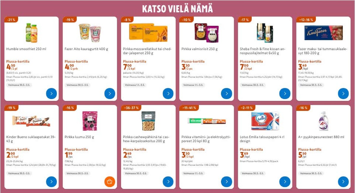 Katso ketjun K-Market tarjouslehti viikolta 16 sivustolla Viikkotarjoukset.fi. Löydät monia hyviä tarjouksia erilaisista tuotteista. Lue tarjouslehti täältä! Sivu 2