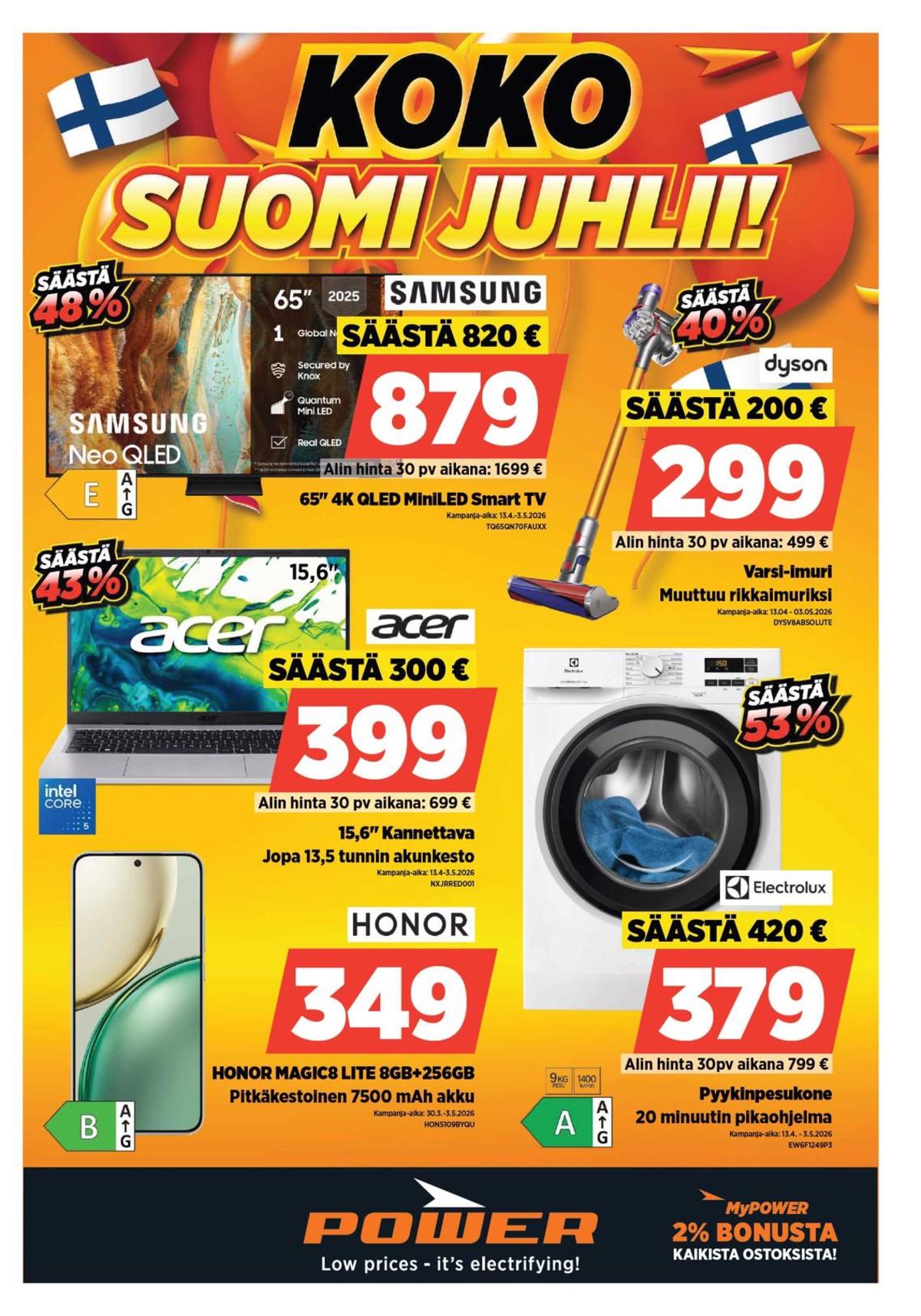 Katso ketjun Power tarjouslehti viikolta 16 sivustolla Viikkotarjoukset.fi. Löydät monia hyviä tarjouksia erilaisista tuotteista. Lue tarjouslehti täältä! Sivu 1