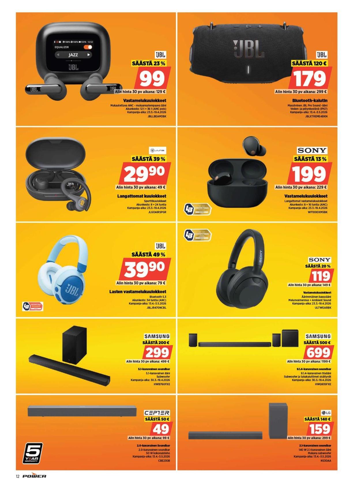 Katso ketjun Power tarjouslehti viikolta 16 sivustolla Viikkotarjoukset.fi. Löydät monia hyviä tarjouksia erilaisista tuotteista. Lue tarjouslehti täältä! Sivu 12