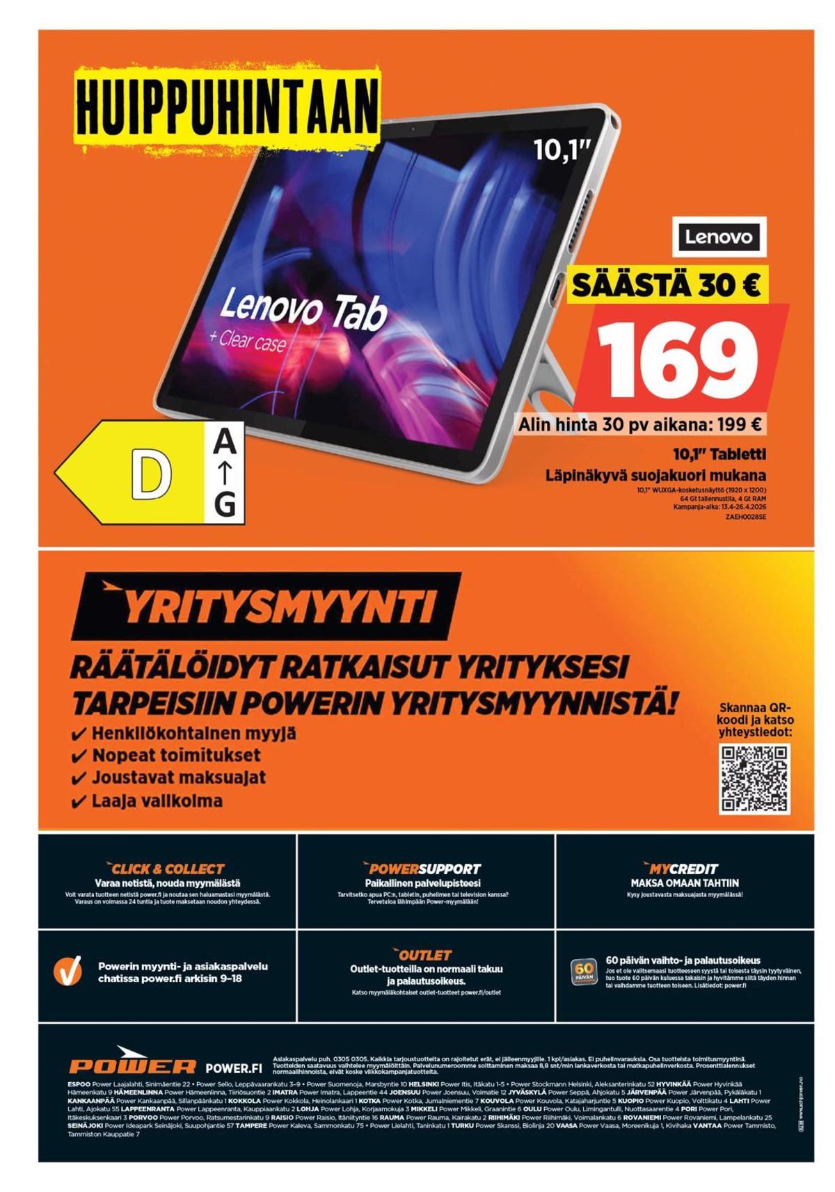 Katso ketjun Power tarjouslehti viikolta 16 sivustolla Viikkotarjoukset.fi. Löydät monia hyviä tarjouksia erilaisista tuotteista. Lue tarjouslehti täältä! Sivu 26