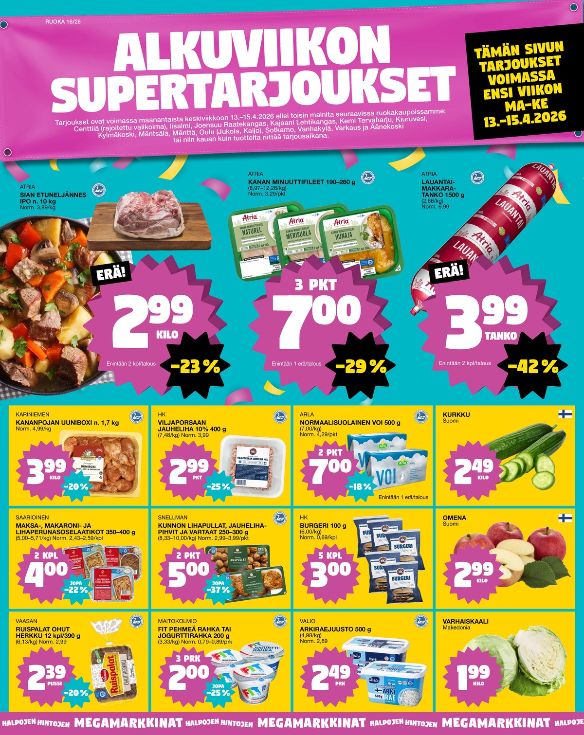 Katso ketjun Tokmanni tarjouslehti viikolta 16 sivustolla Viikkotarjoukset.fi. Löydät monia hyviä tarjouksia erilaisista tuotteista. Lue tarjouslehti täältä! Sivu 1