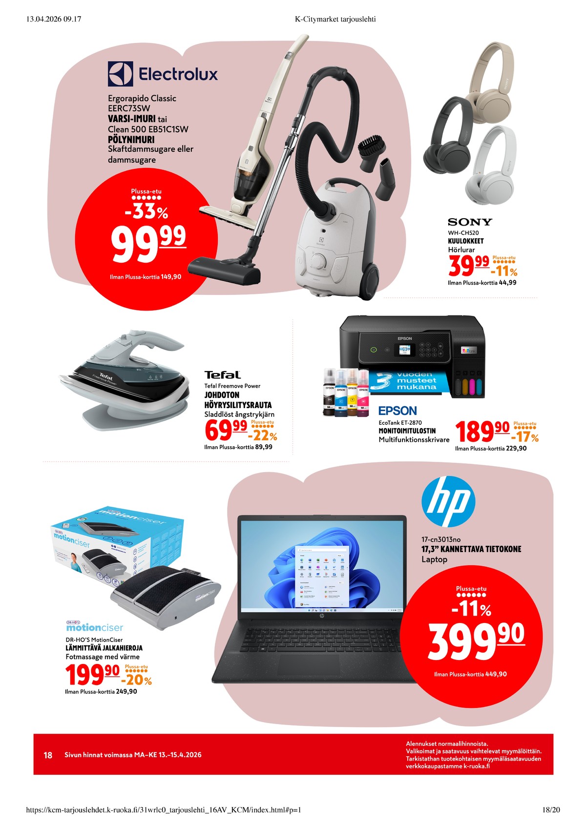 Katso ketjun K-Citymarket tarjouslehti viikolta 16 sivustolla Viikkotarjoukset.fi. Löydät monia hyviä tarjouksia erilaisista tuotteista. Lue tarjouslehti täältä! Sivu 18