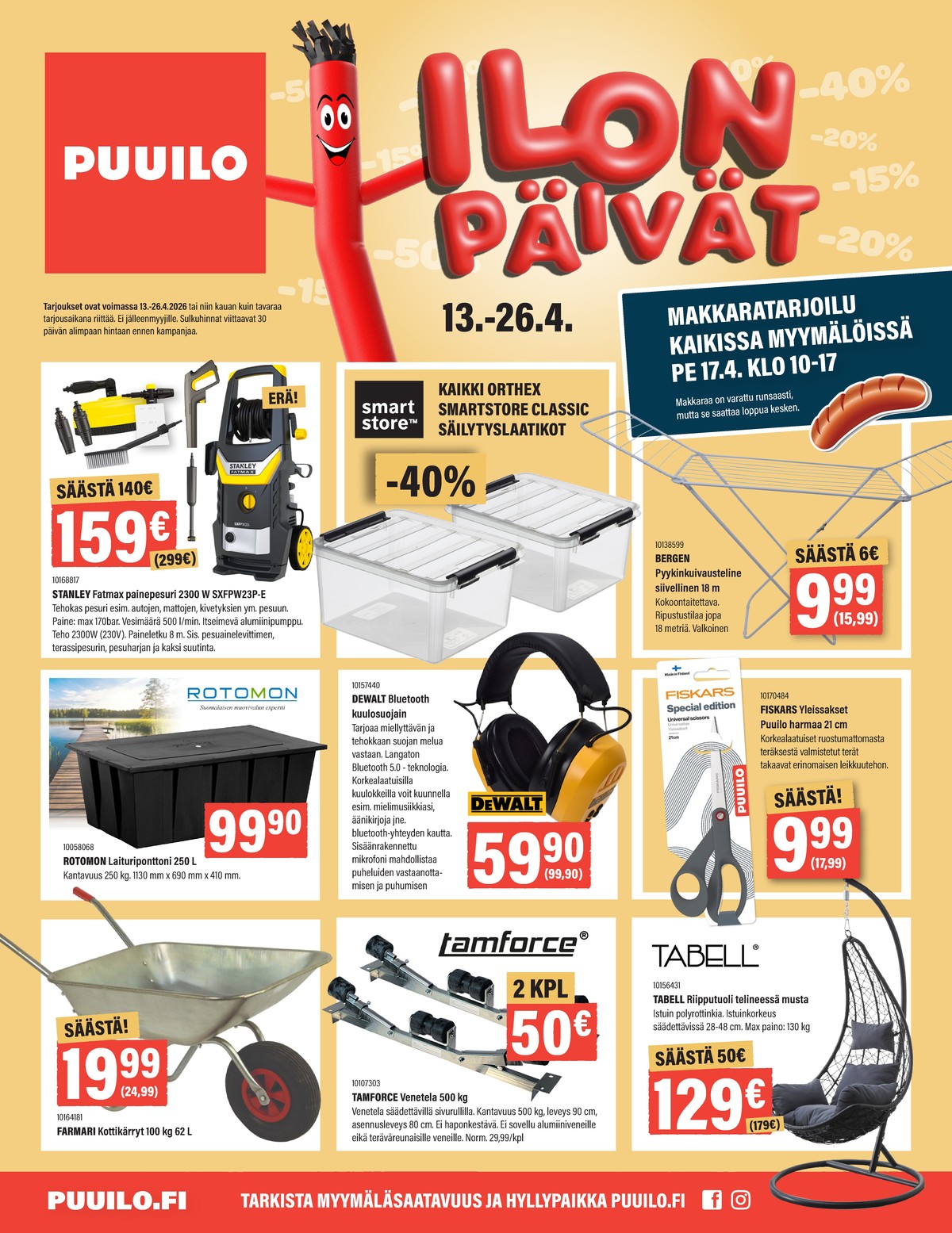 Katso ketjun Puuilo tarjouslehti viikolta 16 sivustolla Viikkotarjoukset.fi. Löydät monia hyviä tarjouksia erilaisista tuotteista. Lue tarjouslehti täältä! Sivu 1