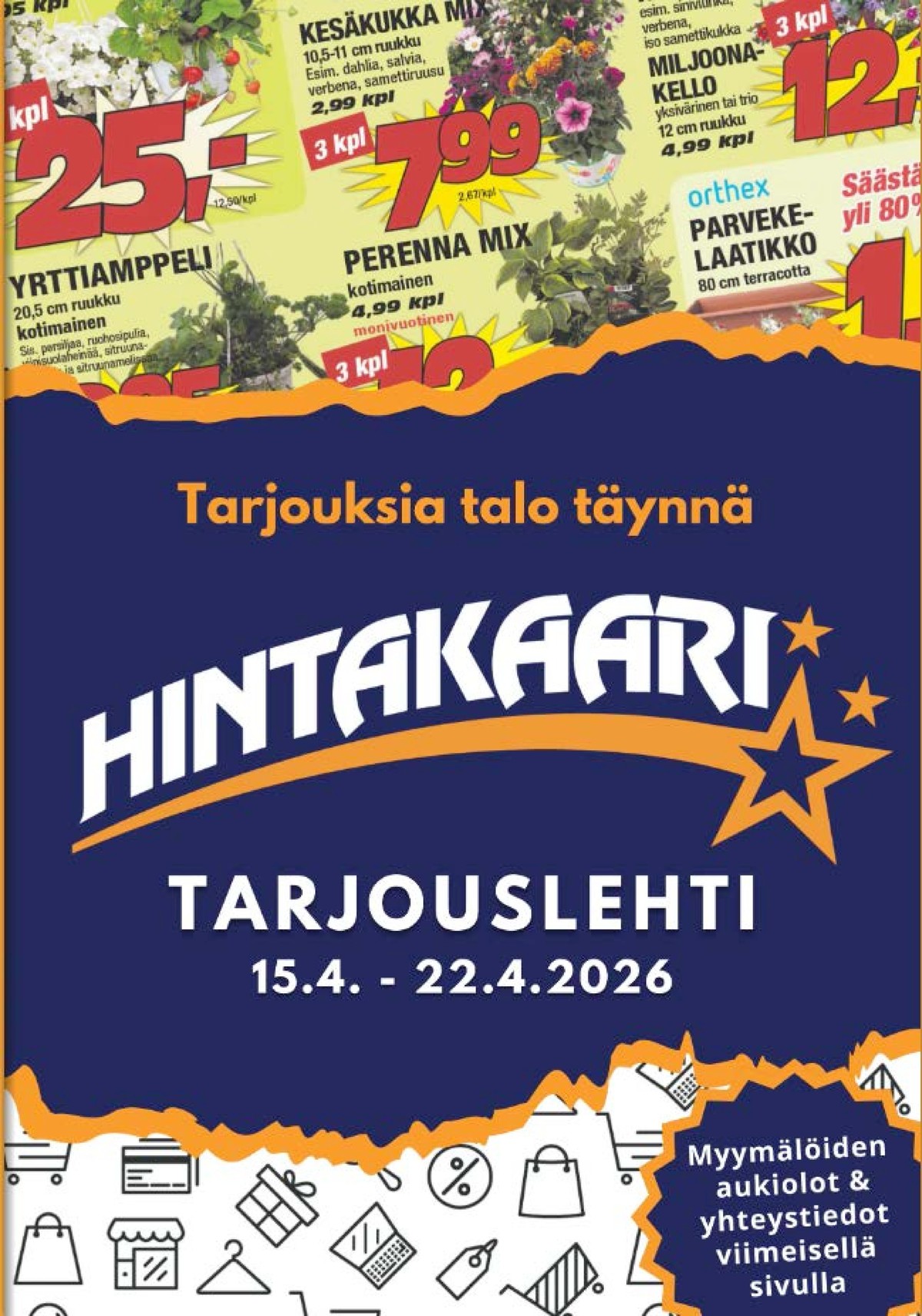 Katso ketjun Hintakaari tarjouslehti viikolta 16 sivustolla Viikkotarjoukset.fi. Löydät monia hyviä tarjouksia erilaisista tuotteista. Lue tarjouslehti täältä! Sivu 1