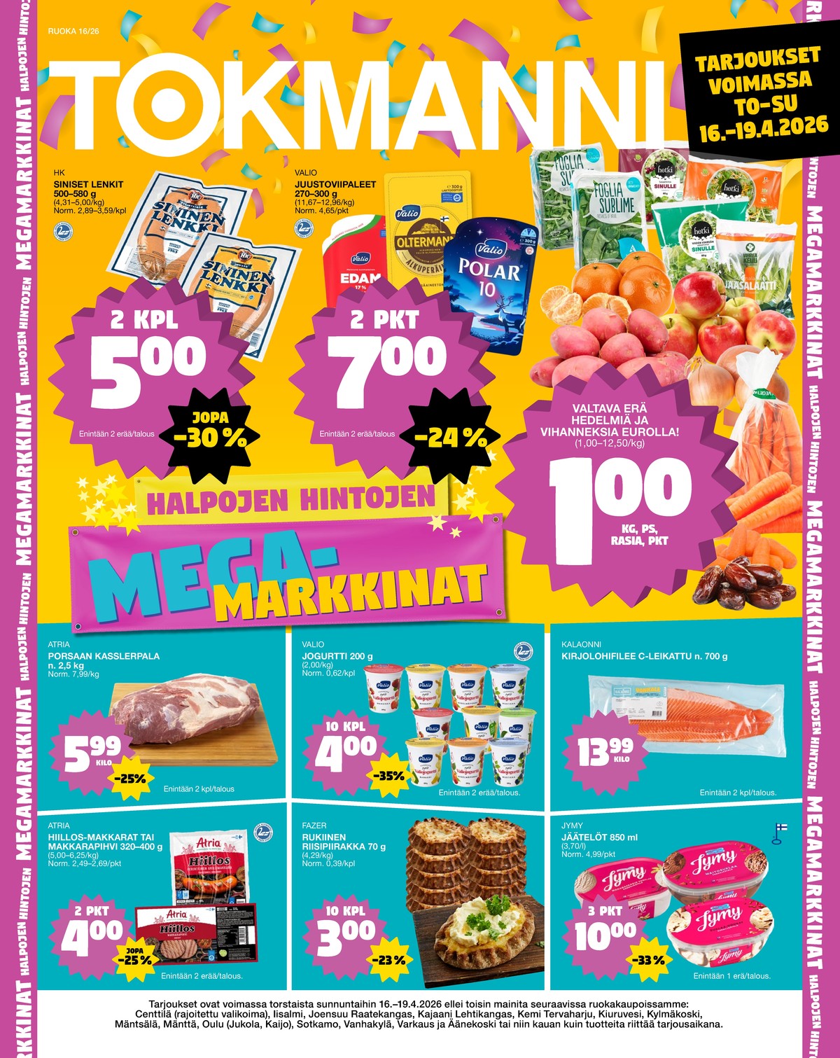 Katso ketjun Tokmanni tarjouslehti viikolta 16 sivustolla Viikkotarjoukset.fi. Löydät monia hyviä tarjouksia erilaisista tuotteista. Lue tarjouslehti täältä! Sivu 1