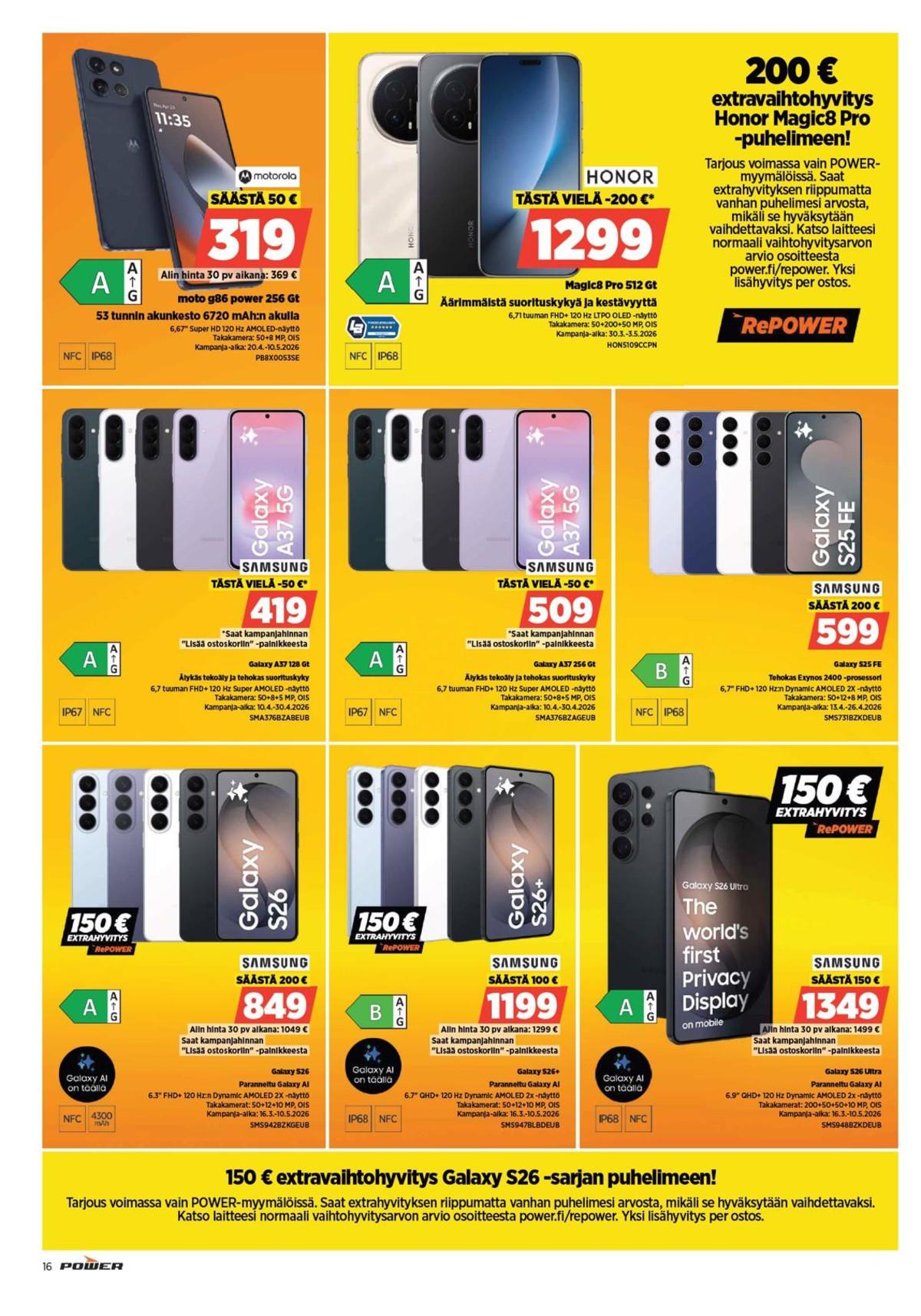 Katso ketjun Power tarjouslehti viikolta 17 sivustolla Viikkotarjoukset.fi. Löydät monia hyviä tarjouksia erilaisista tuotteista. Lue tarjouslehti täältä! Sivu 17