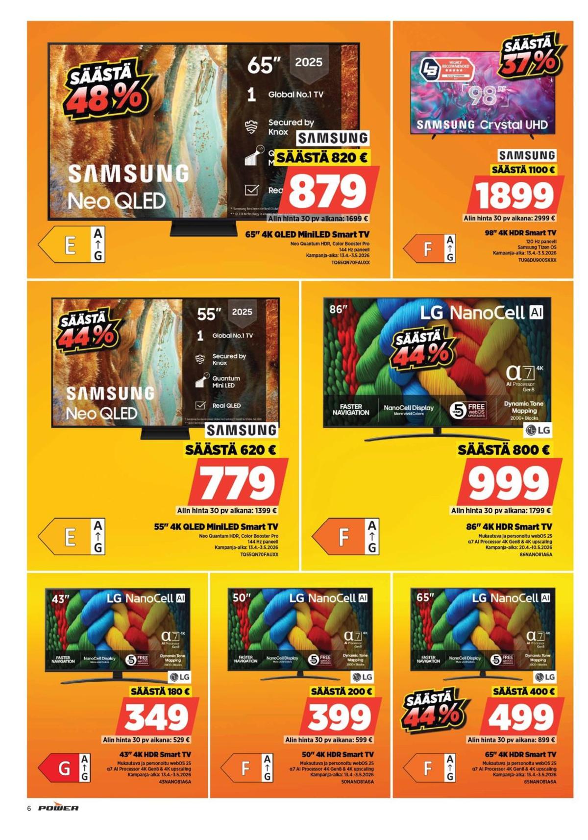Katso ketjun Power tarjouslehti viikolta 17 sivustolla Viikkotarjoukset.fi. Löydät monia hyviä tarjouksia erilaisista tuotteista. Lue tarjouslehti täältä! Sivu 6
