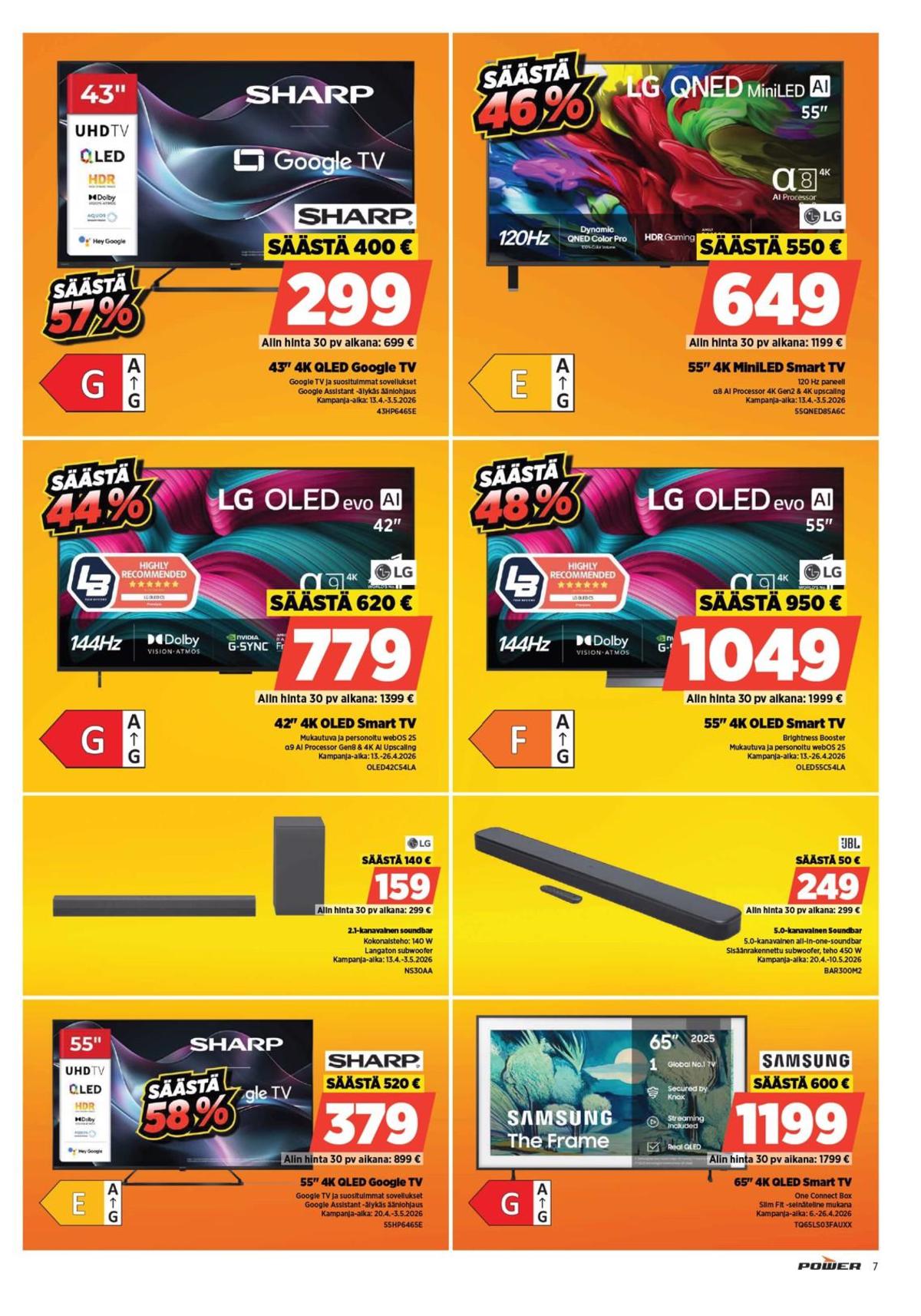Katso ketjun Power tarjouslehti viikolta 17 sivustolla Viikkotarjoukset.fi. Löydät monia hyviä tarjouksia erilaisista tuotteista. Lue tarjouslehti täältä! Sivu 7