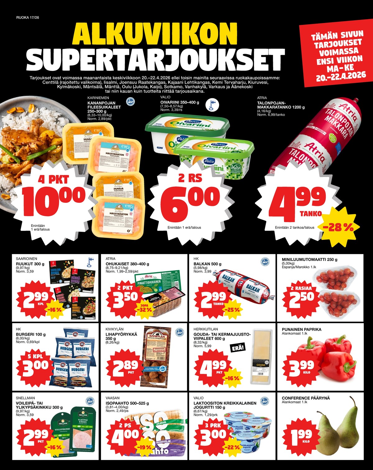 Katso ketjun Tokmanni tarjouslehti viikolta 17 sivustolla Viikkotarjoukset.fi. Löydät monia hyviä tarjouksia erilaisista tuotteista. Lue tarjouslehti täältä! Sivu 1